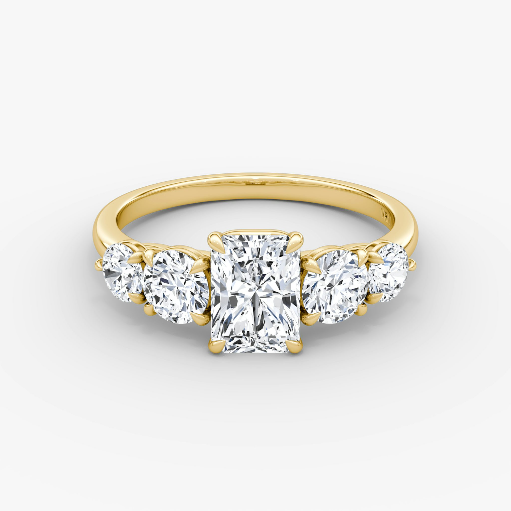 The Signature Five Stone | Radiant | 18k | Yellow Gold | bandAccent: Plain | diamondOrientation: vertical | caratWeight: other