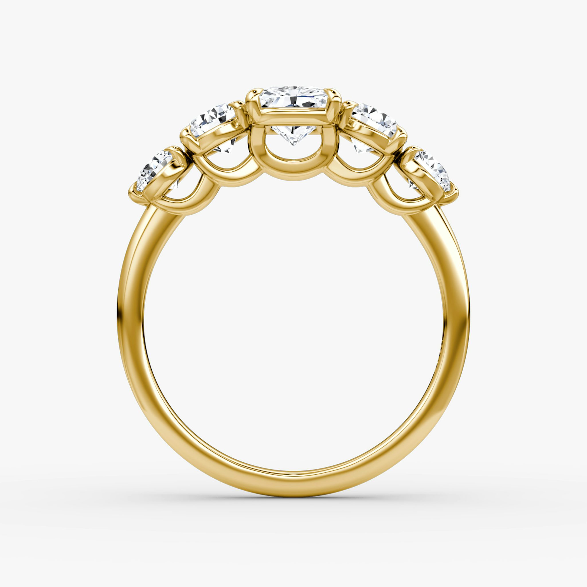 The Signature Five Stone | Radiant | 18k | Yellow Gold | bandAccent: Plain | diamondOrientation: vertical | caratWeight: other