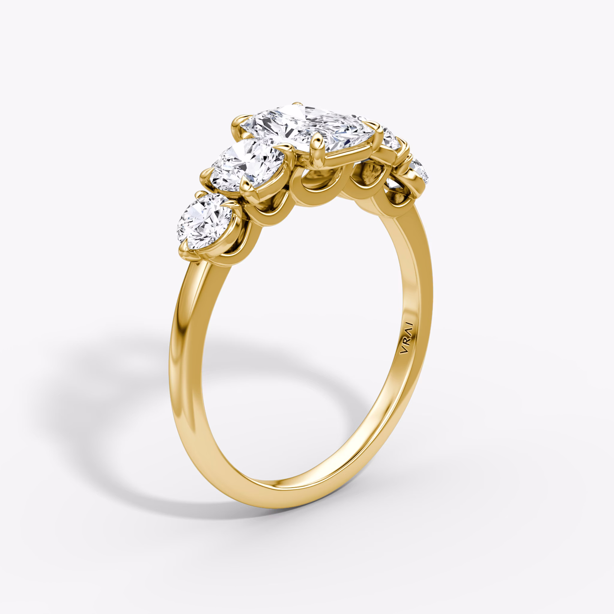 The Signature Five Stone | Radiant | 18k | Yellow Gold | bandAccent: Plain | diamondOrientation: vertical | caratWeight: other