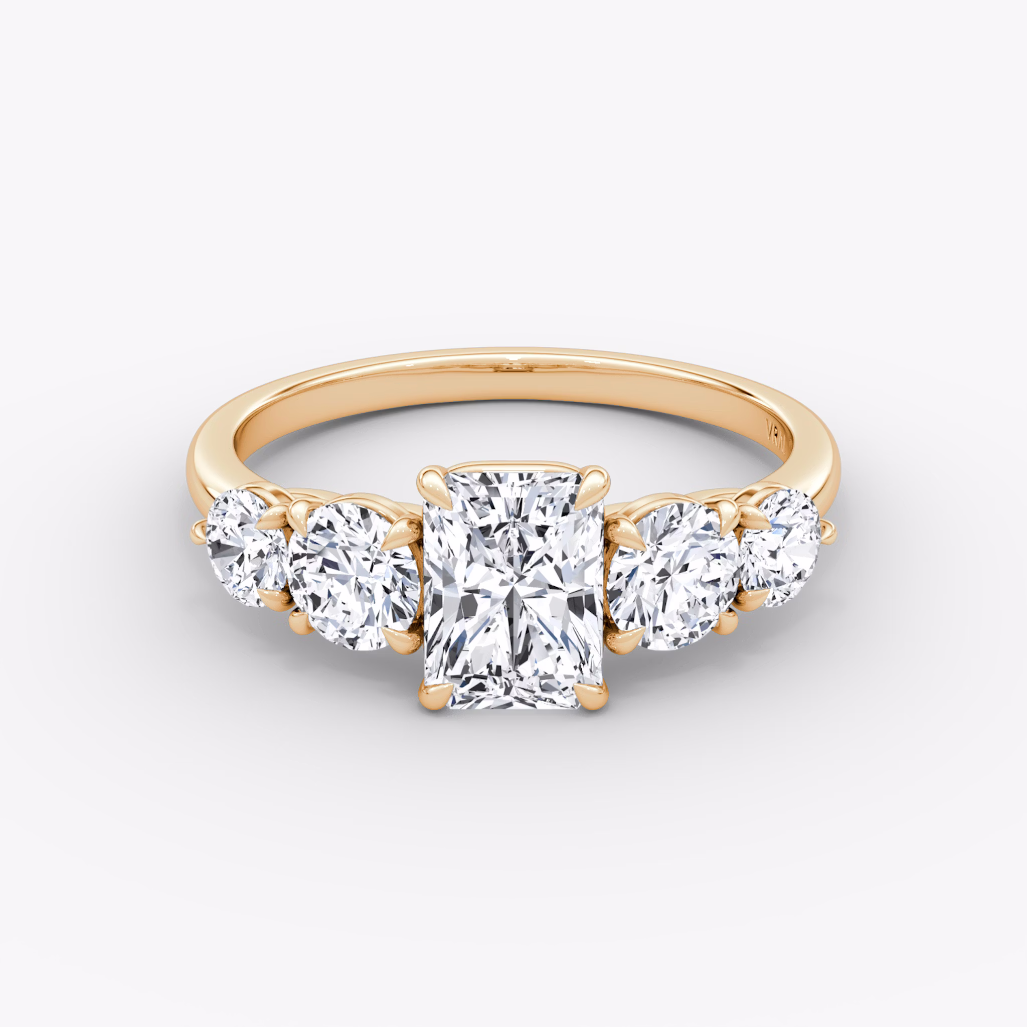 The Signature Five Stone | Radiant | 14k | Rose Gold | bandAccent: Plain | diamondOrientation: vertical | caratWeight: other