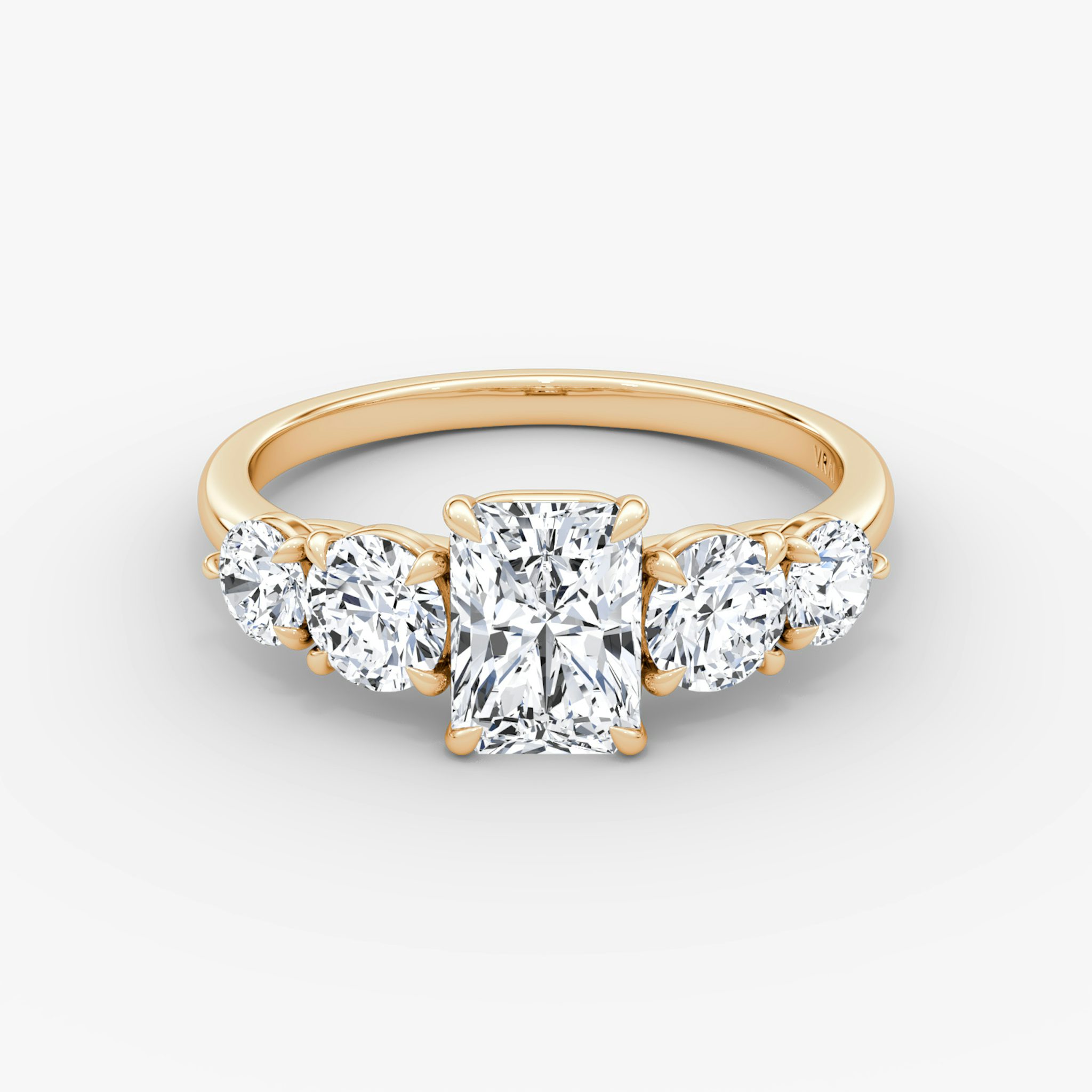 The Signature Five Stone | Radiant | 14k | Rose Gold | bandAccent: Plain | diamondOrientation: vertical | caratWeight: other