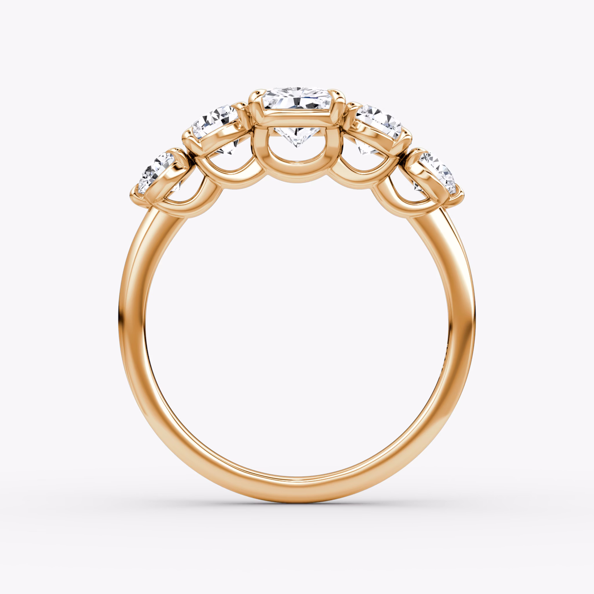 The Signature Five Stone | Radiant | 14k | Rose Gold | bandAccent: Plain | diamondOrientation: vertical | caratWeight: other