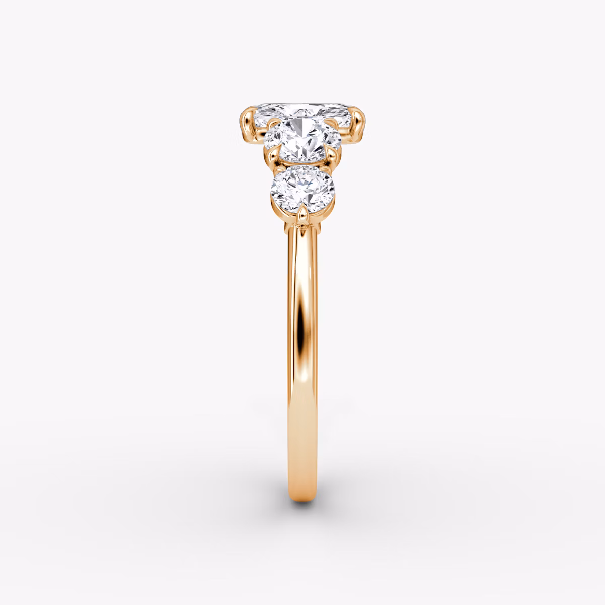 The Signature Five Stone | Radiant | 14k | Rose Gold | bandAccent: Plain | diamondOrientation: vertical | caratWeight: other