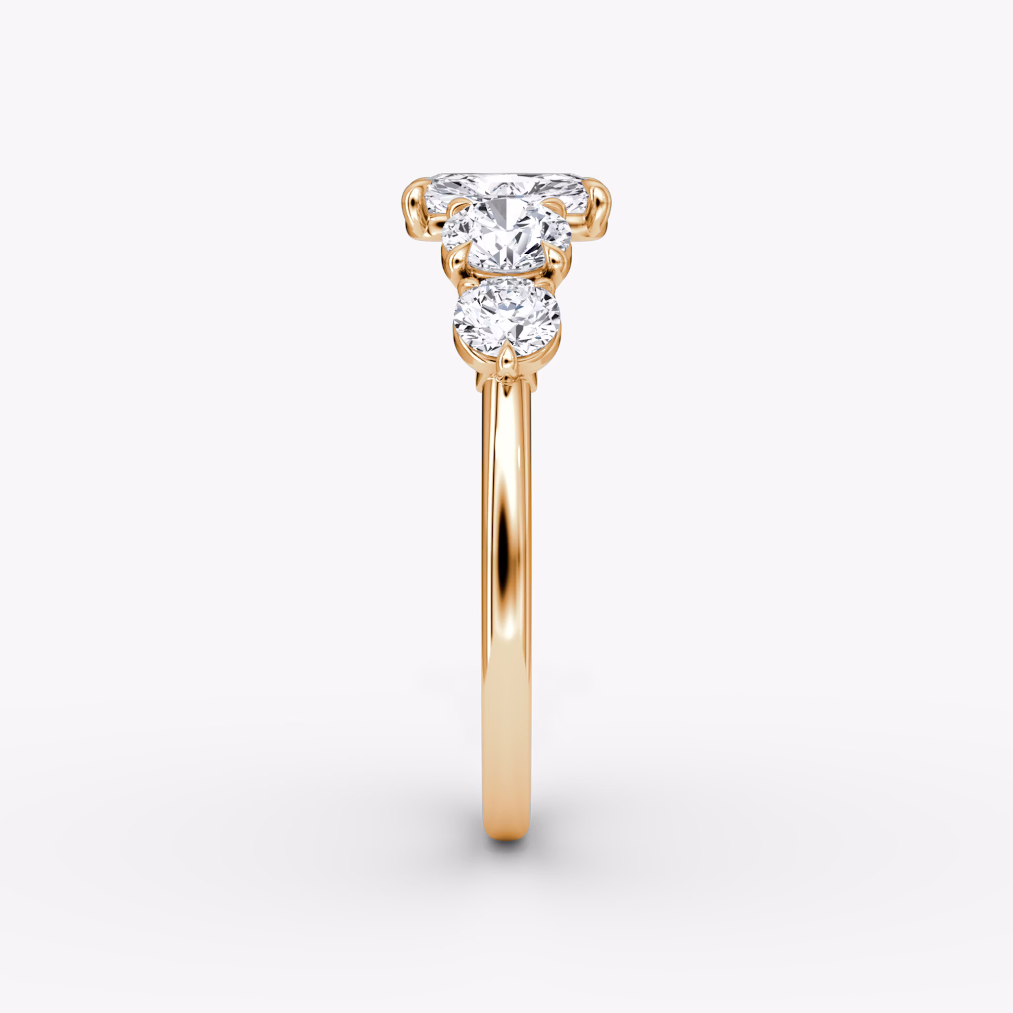 The Signature Five Stone | Radiant | 14k | Rose Gold | bandAccent: Plain | diamondOrientation: vertical | caratWeight: other