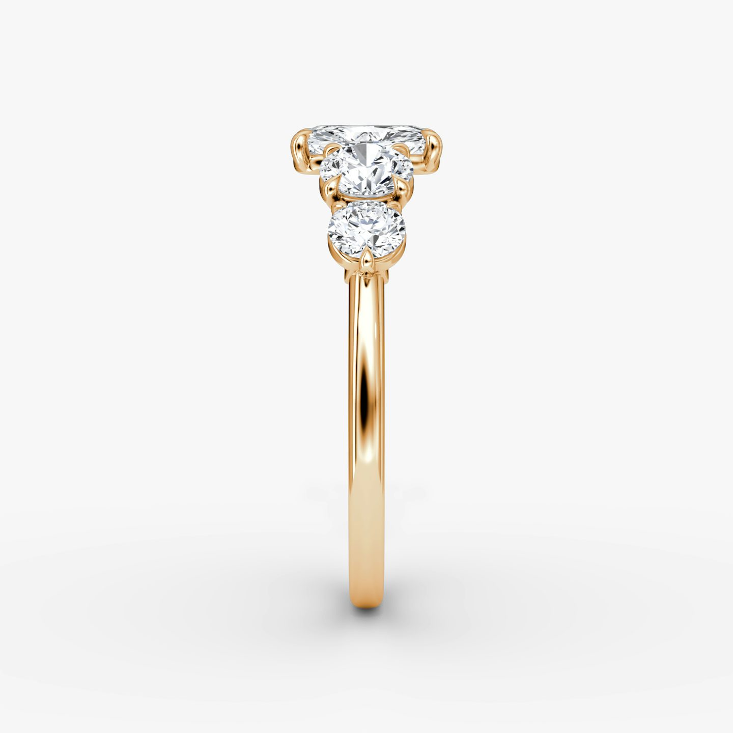 The Signature Five Stone | Radiant | 14k | Rose Gold | bandAccent: Plain | diamondOrientation: vertical | caratWeight: other