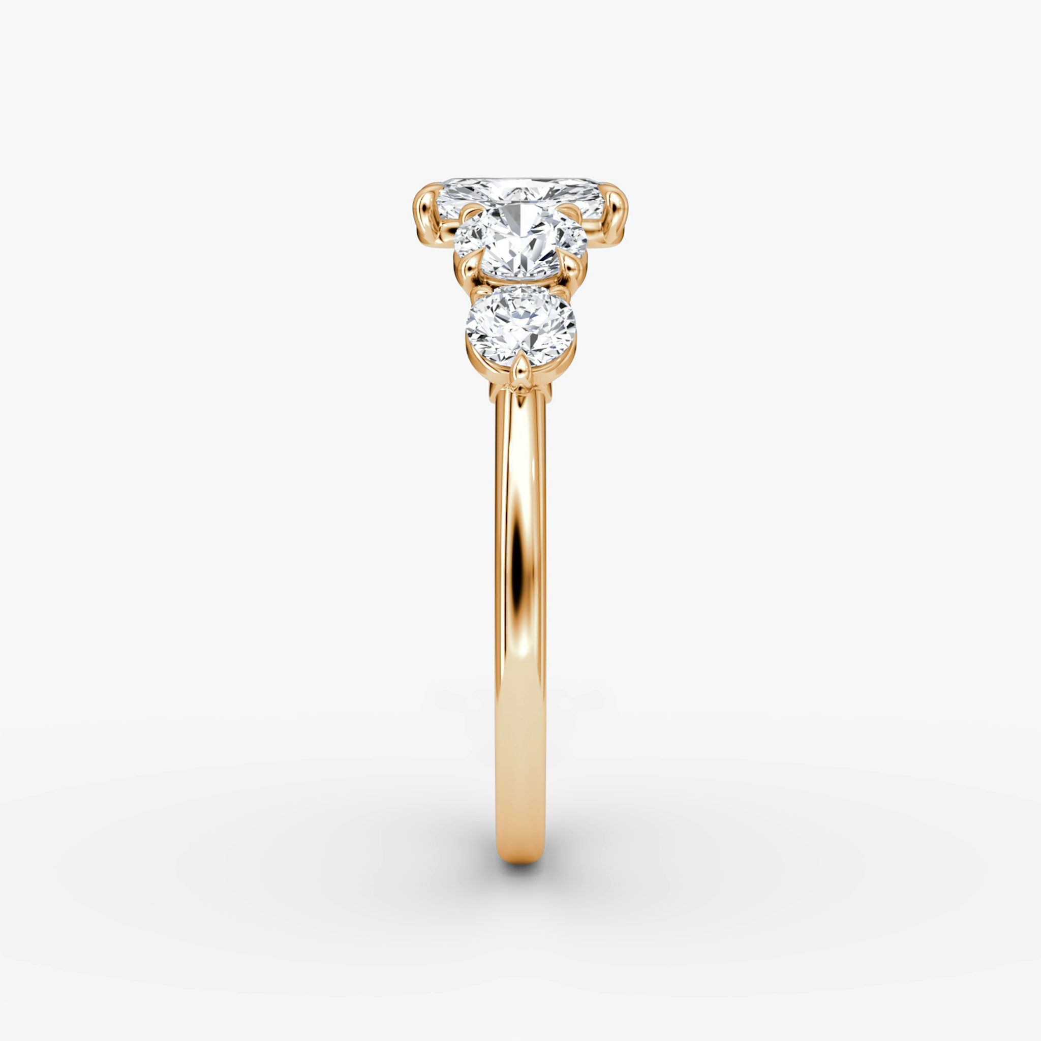 The Signature Five Stone | Radiant | 14k | Rose Gold | bandAccent: Plain | diamondOrientation: vertical | caratWeight: other