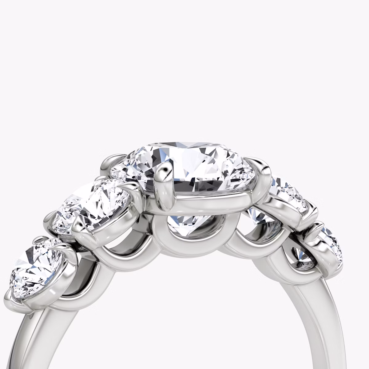 The Signature Five Stone | Round Brilliant | 18k | White Gold | bandAccent: Plain | caratWeight: other | diamondOrientation: vertical