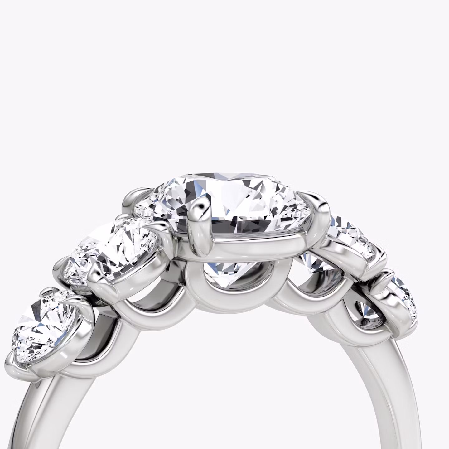 The Signature Five Stone | Round Brilliant | 18k | White Gold | bandAccent: Plain | caratWeight: 1.0ct | diamondOrientation: vertical