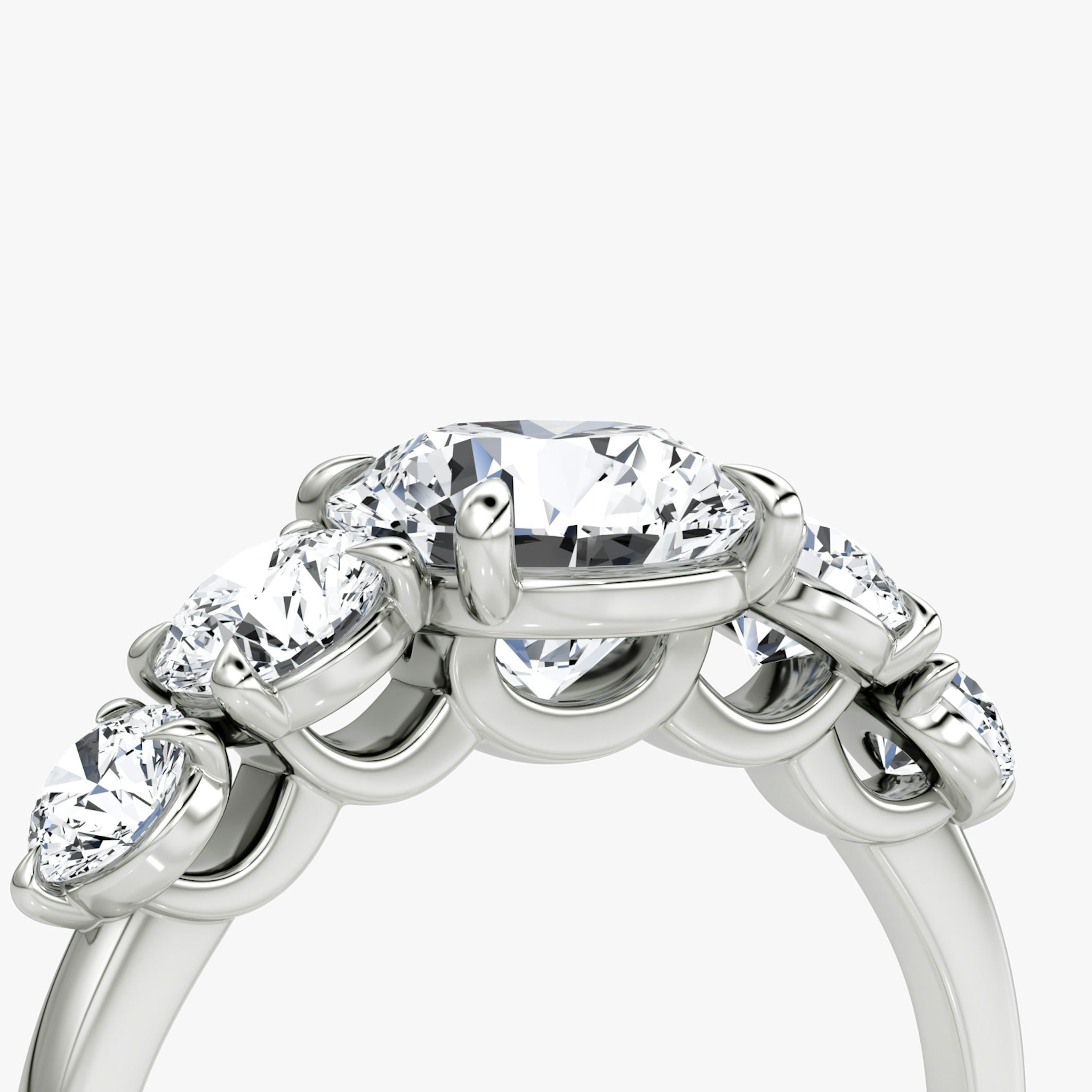 The Signature Five Stone | Round Brilliant | Platinum | bandAccent: Plain | caratWeight: 1.0ct | diamondOrientation: vertical