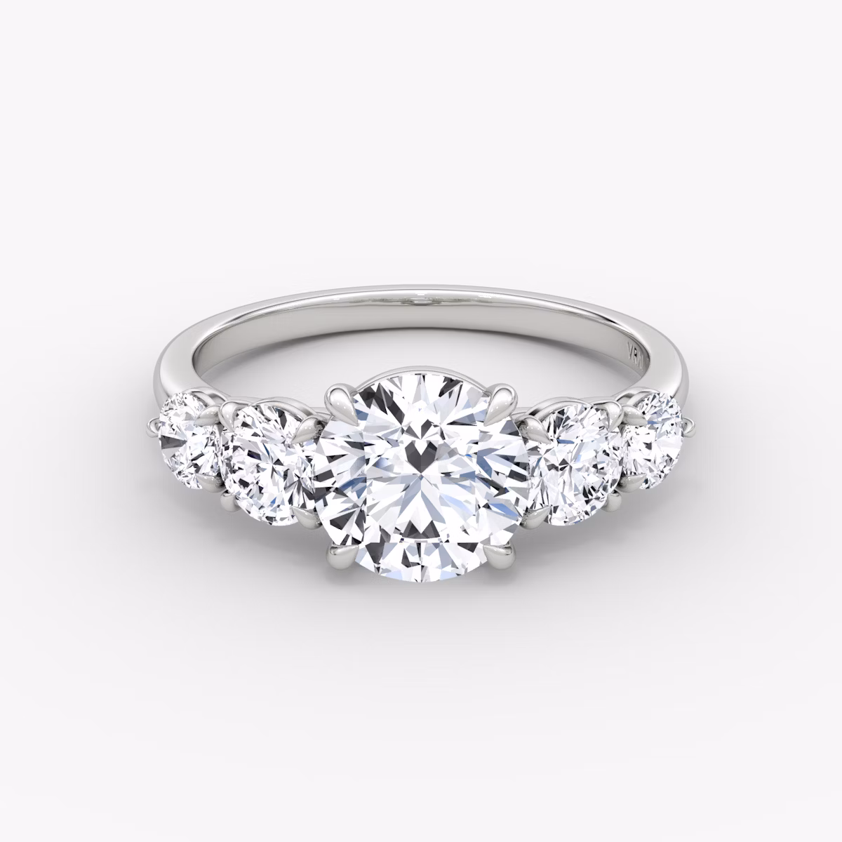 The Signature Five Stone | Round Brilliant | 18k | White Gold | bandAccent: Plain | caratWeight: other | diamondOrientation: vertical