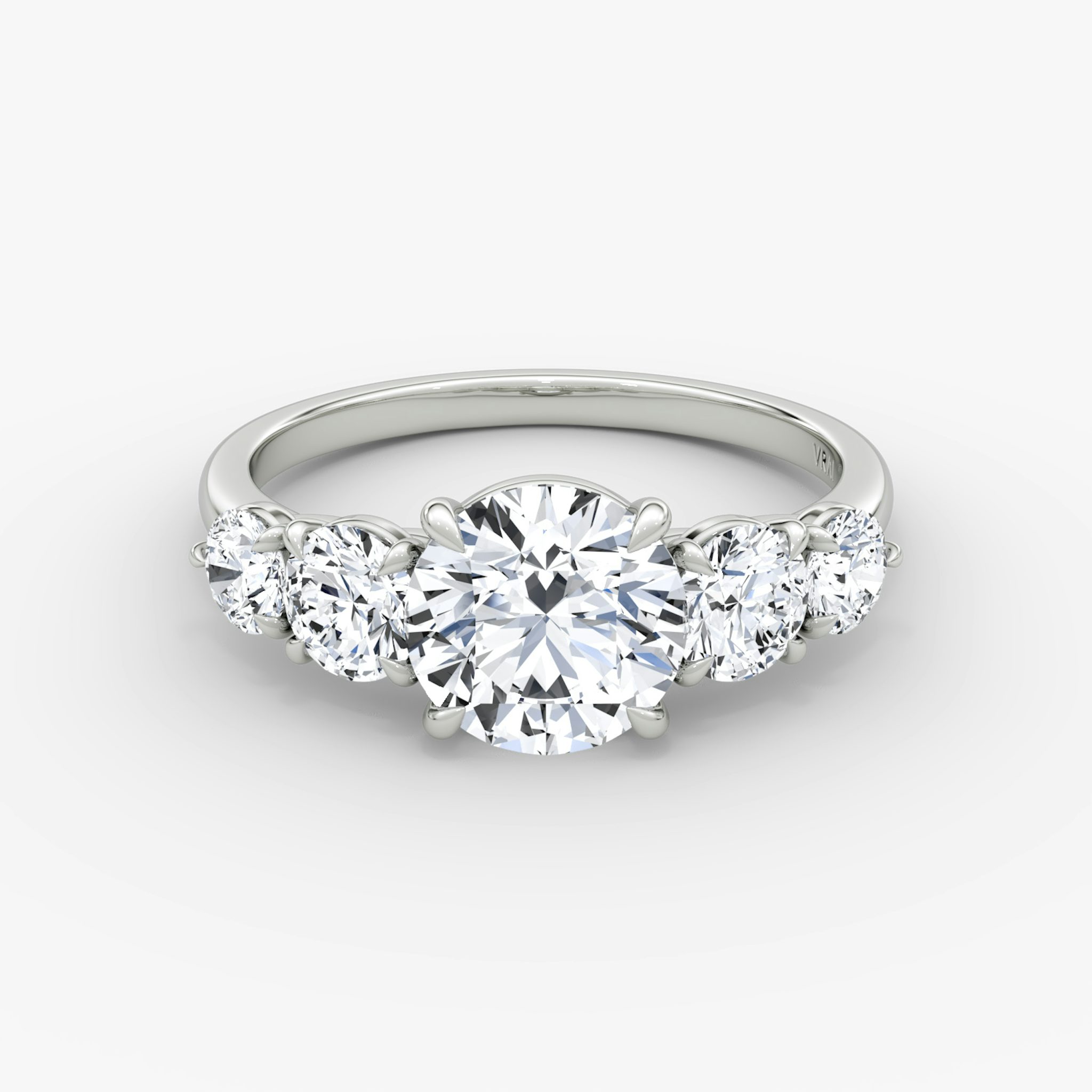 The Signature Five Stone | Round Brilliant | Platinum | bandAccent: Plain | caratWeight: 1.0ct | diamondOrientation: vertical