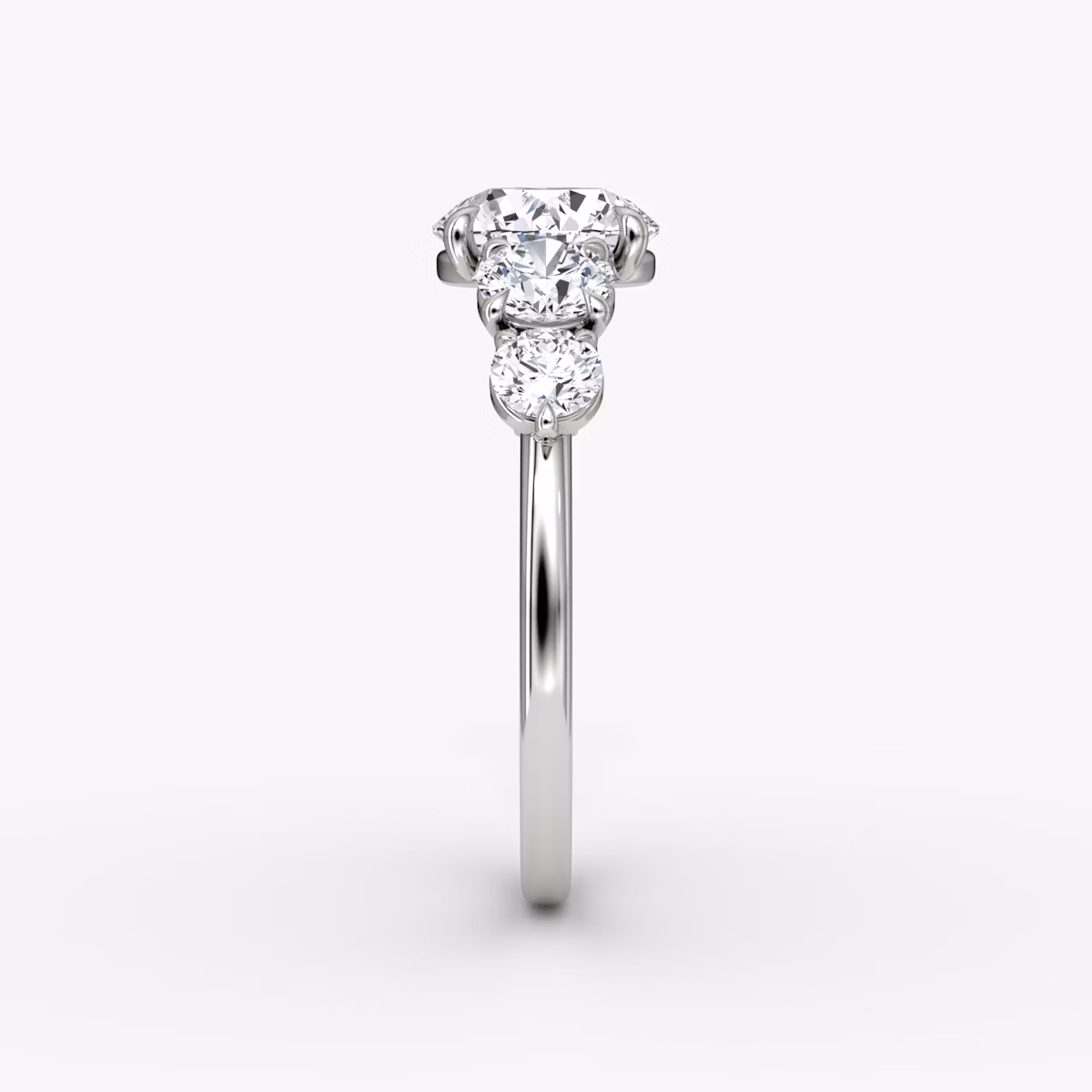 The Signature Five Stone | Round Brilliant | 18k | White Gold | bandAccent: Plain | caratWeight: other | diamondOrientation: vertical