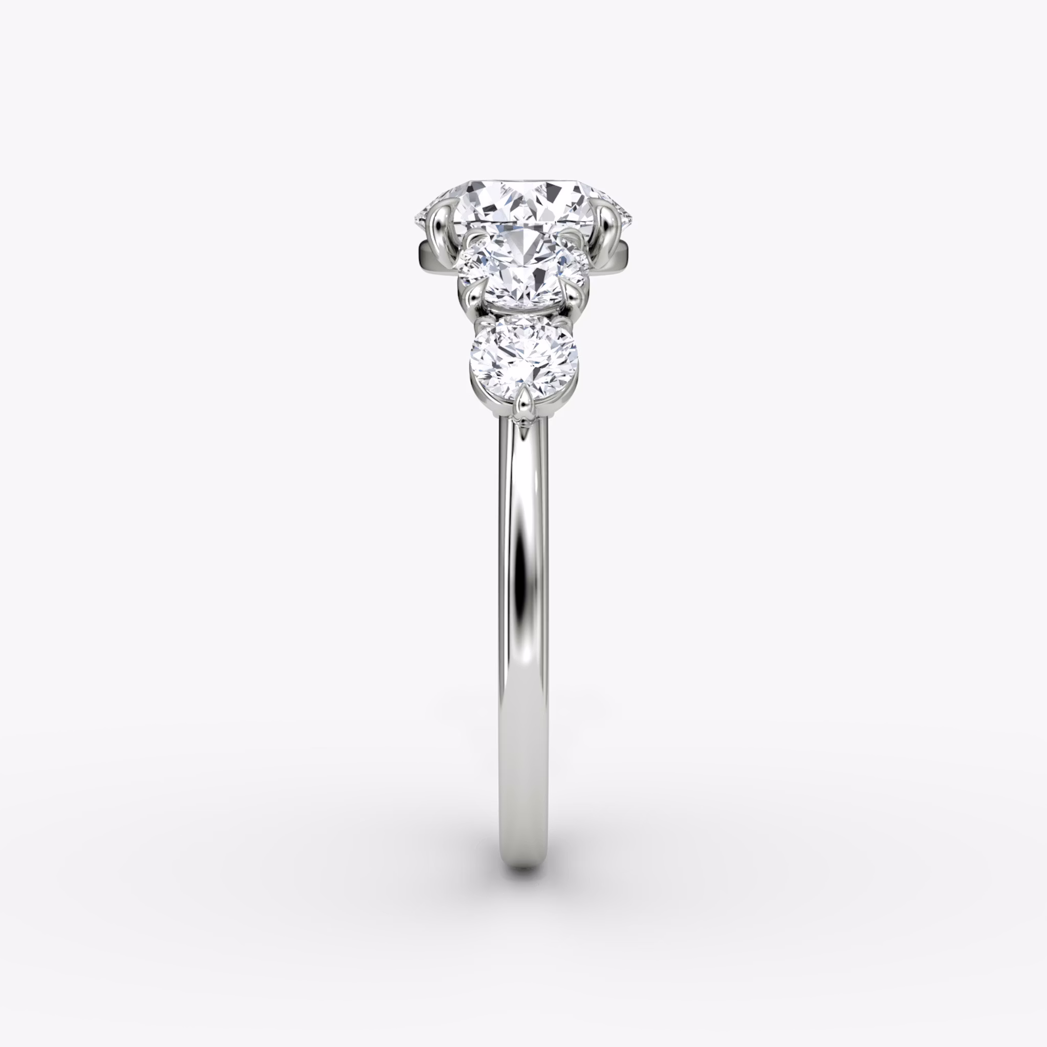 The Signature Five Stone | Round Brilliant | Platinum | bandAccent: Plain | caratWeight: 1.0ct | diamondOrientation: vertical
