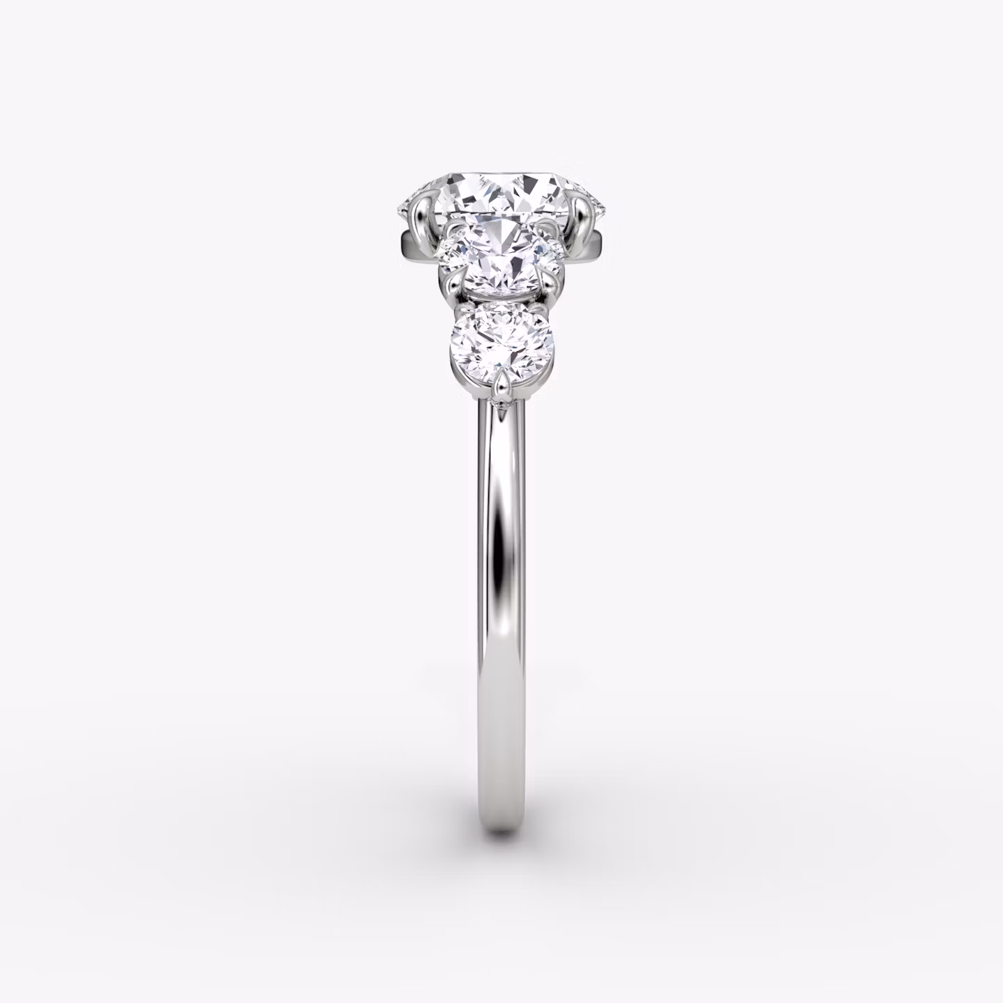 The Signature Five Stone | Round Brilliant | 18k | White Gold | bandAccent: Plain | caratWeight: 1.0ct | diamondOrientation: vertical
