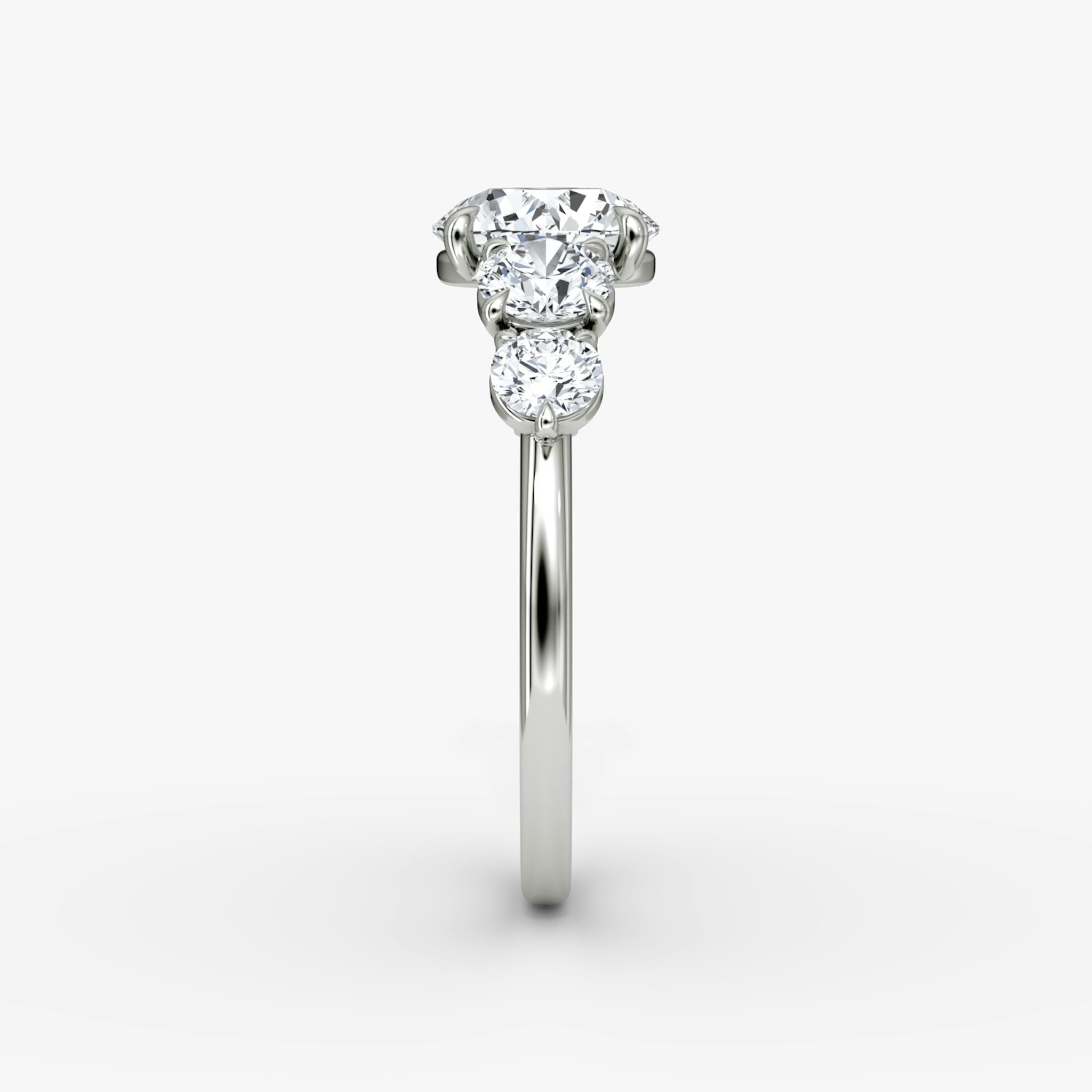 The Signature Five Stone | Round Brilliant | Platinum | bandAccent: Plain | caratWeight: 1.0ct | diamondOrientation: vertical