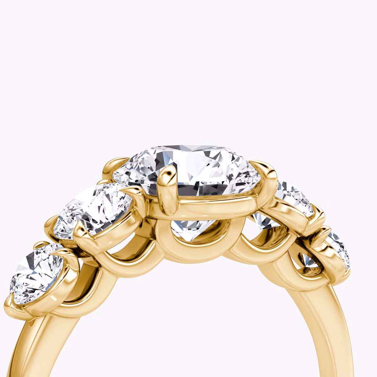 The Signature Five Stone | Round Brilliant | 18k | Yellow Gold | bandAccent: Plain | caratWeight: 1.5ct | diamondOrientation: vertical