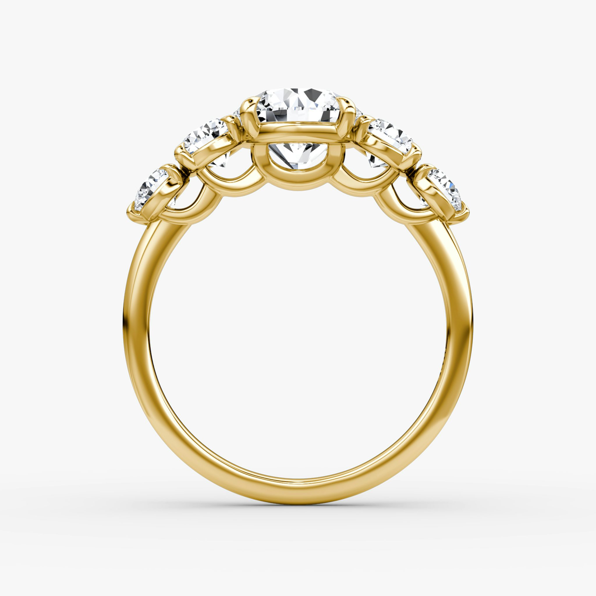 The Signature Five Stone | Round Brilliant | 18k | Yellow Gold | bandAccent: Plain | caratWeight: other | diamondOrientation: vertical