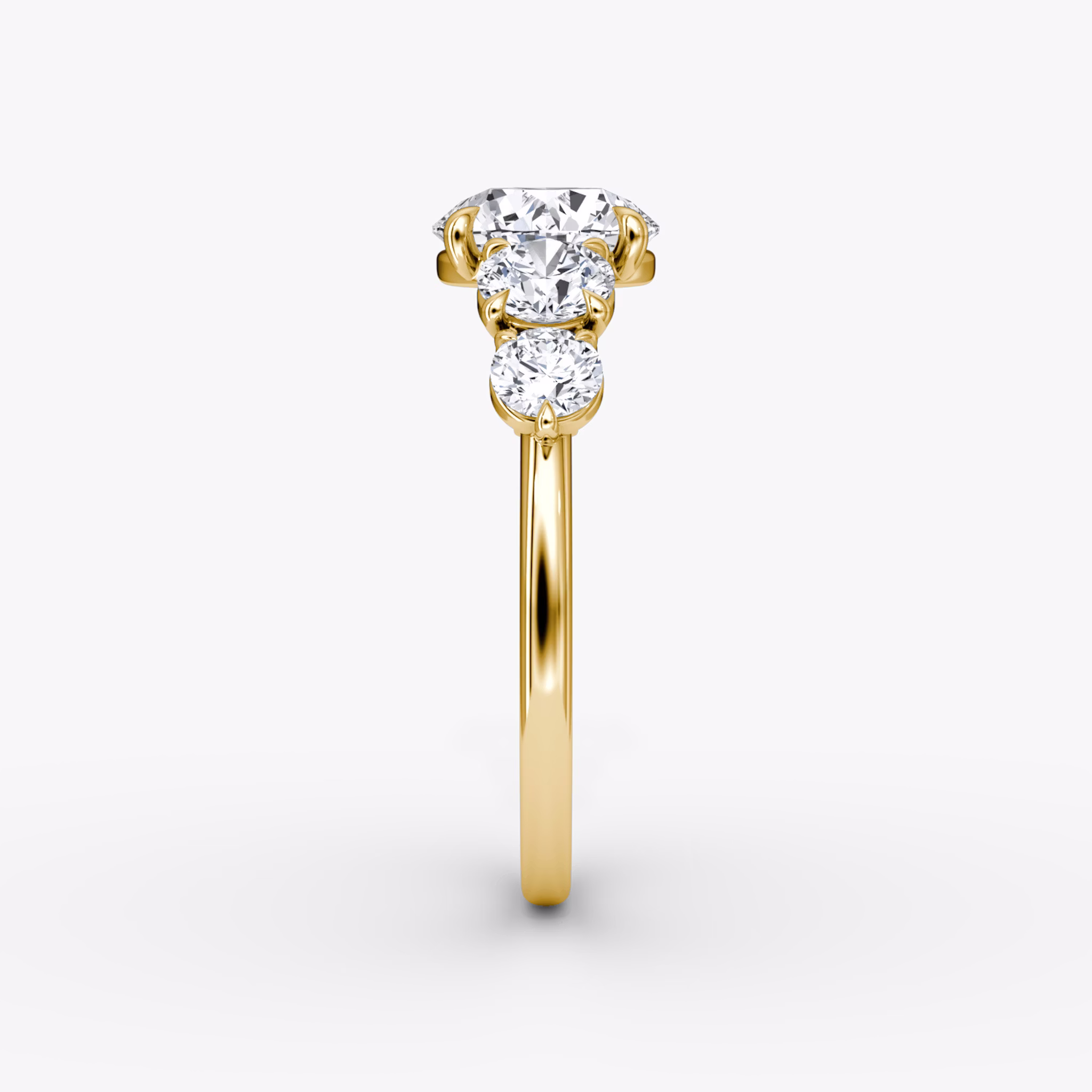 The Signature Five Stone | Round Brilliant | 18k | Yellow Gold | bandAccent: Plain | caratWeight: other | diamondOrientation: vertical
