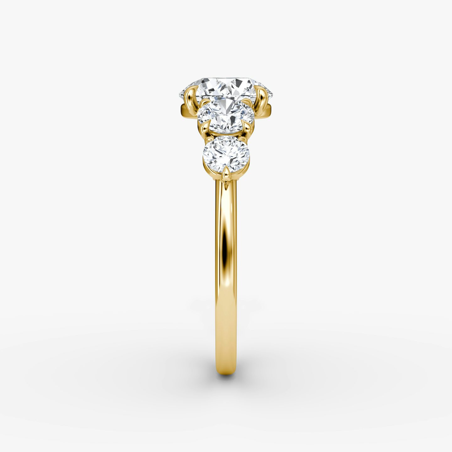 The Signature Five Stone | Round Brilliant | 18k | Yellow Gold | bandAccent: Plain | caratWeight: 1.0ct | diamondOrientation: vertical