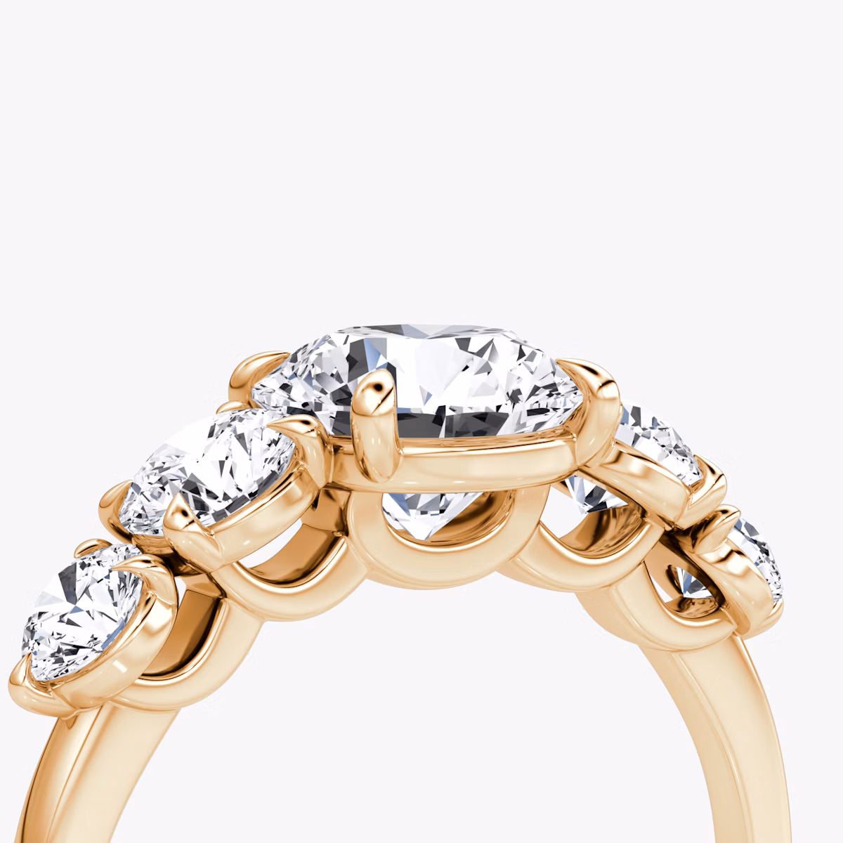 The Signature Five Stone | Round Brilliant | 14k | Rose Gold | bandAccent: Plain | caratWeight: other | diamondOrientation: vertical