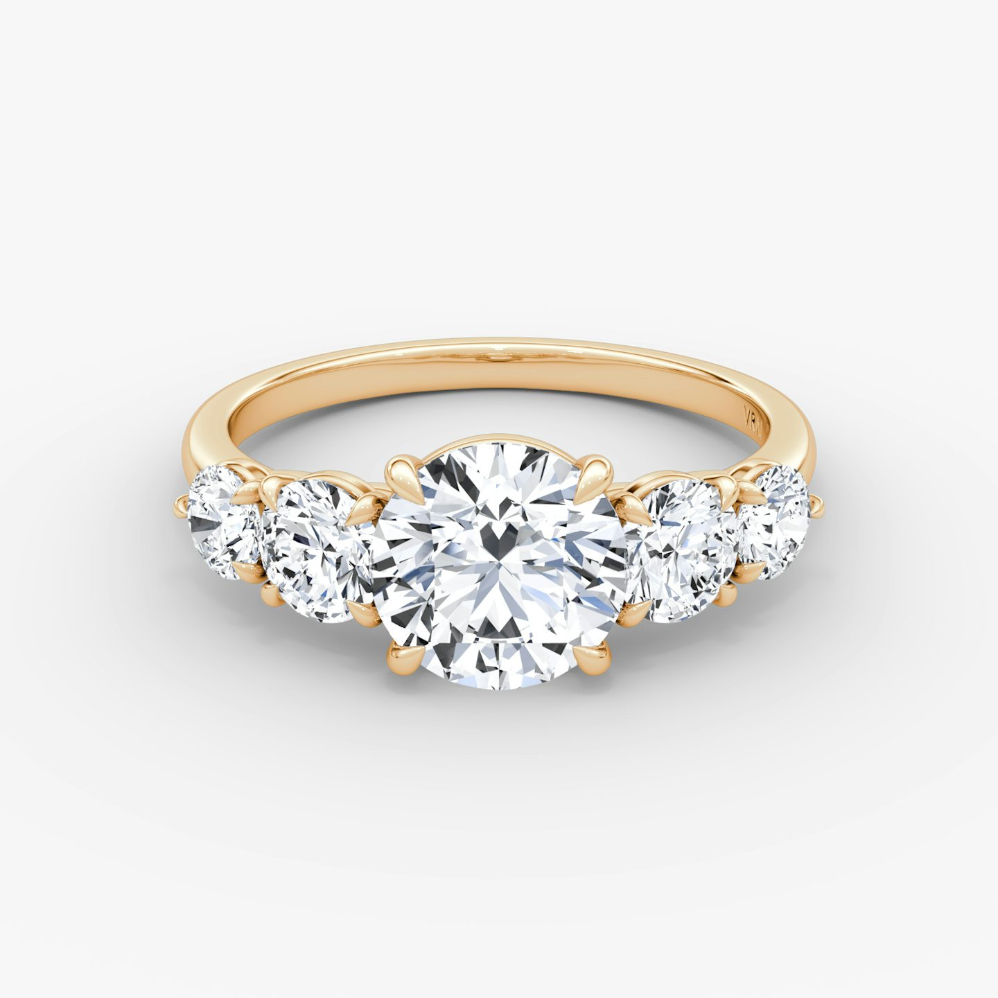 The Signature Five Stone | Round Brilliant | 14k | Rose Gold | bandAccent: Plain | caratWeight: 1.0ct | diamondOrientation: vertical