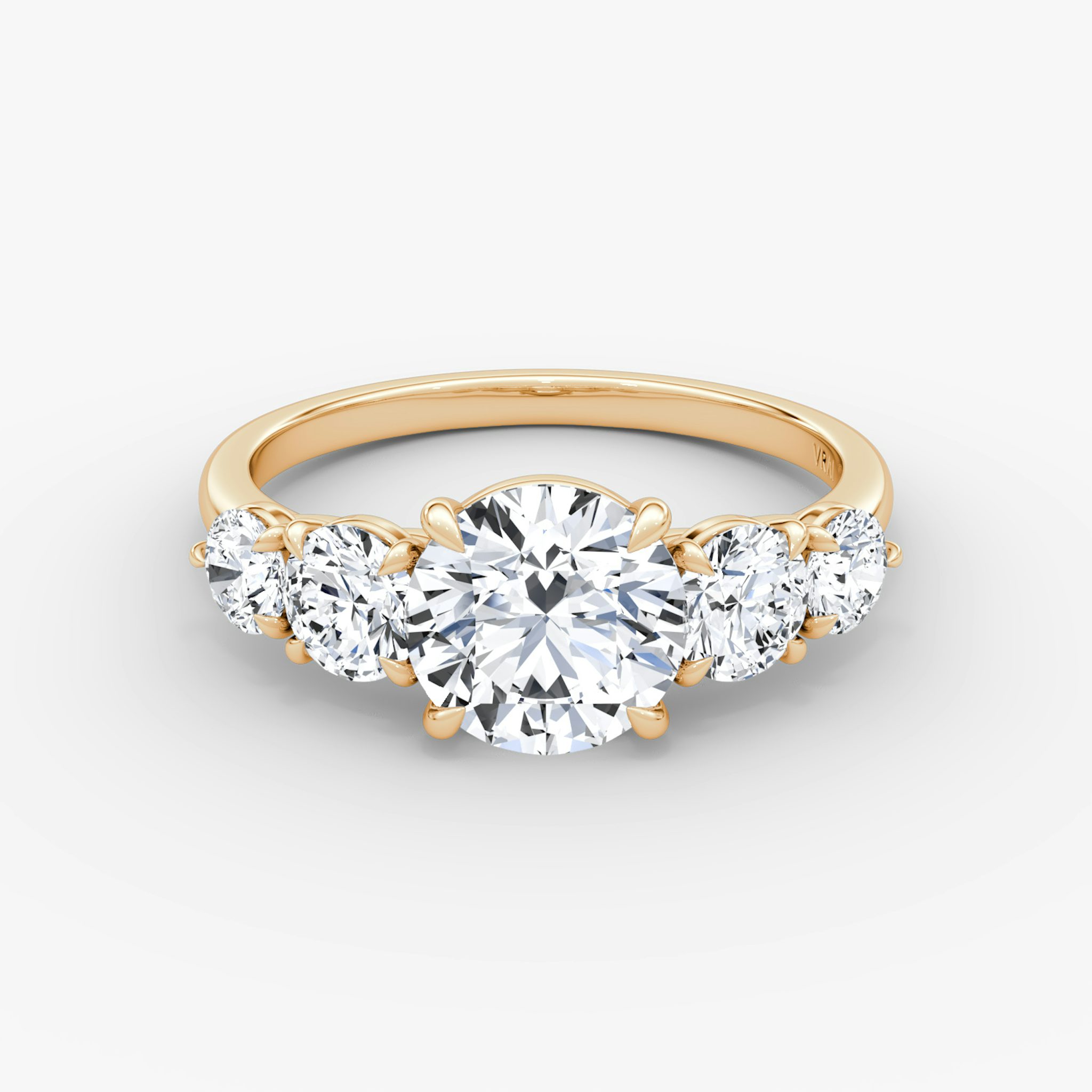 The Signature Five Stone | Round Brilliant | 14k | Rose Gold | bandAccent: Plain | caratWeight: other | diamondOrientation: vertical