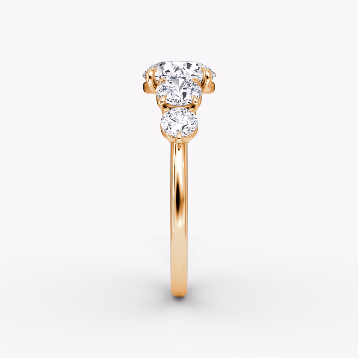 The Signature Five Stone | Round Brilliant | 14k | Rose Gold | bandAccent: Plain | caratWeight: other | diamondOrientation: vertical