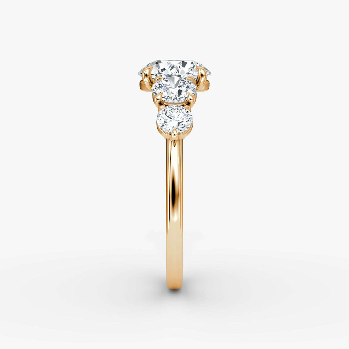 The Signature Five Stone | Round Brilliant | 14k | Rose Gold | bandAccent: Plain | caratWeight: 1.0ct | diamondOrientation: vertical