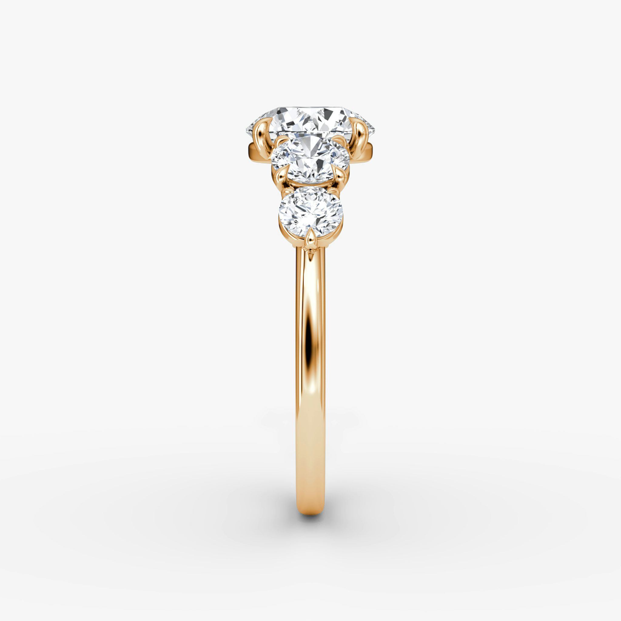 The Signature Five Stone | Round Brilliant | 14k | Rose Gold | bandAccent: Plain | caratWeight: other | diamondOrientation: vertical