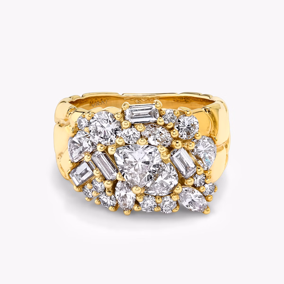 Unity Ring | trillion+half-moon+round-brilliant+marquise+baguette | 14k | Gelbgold