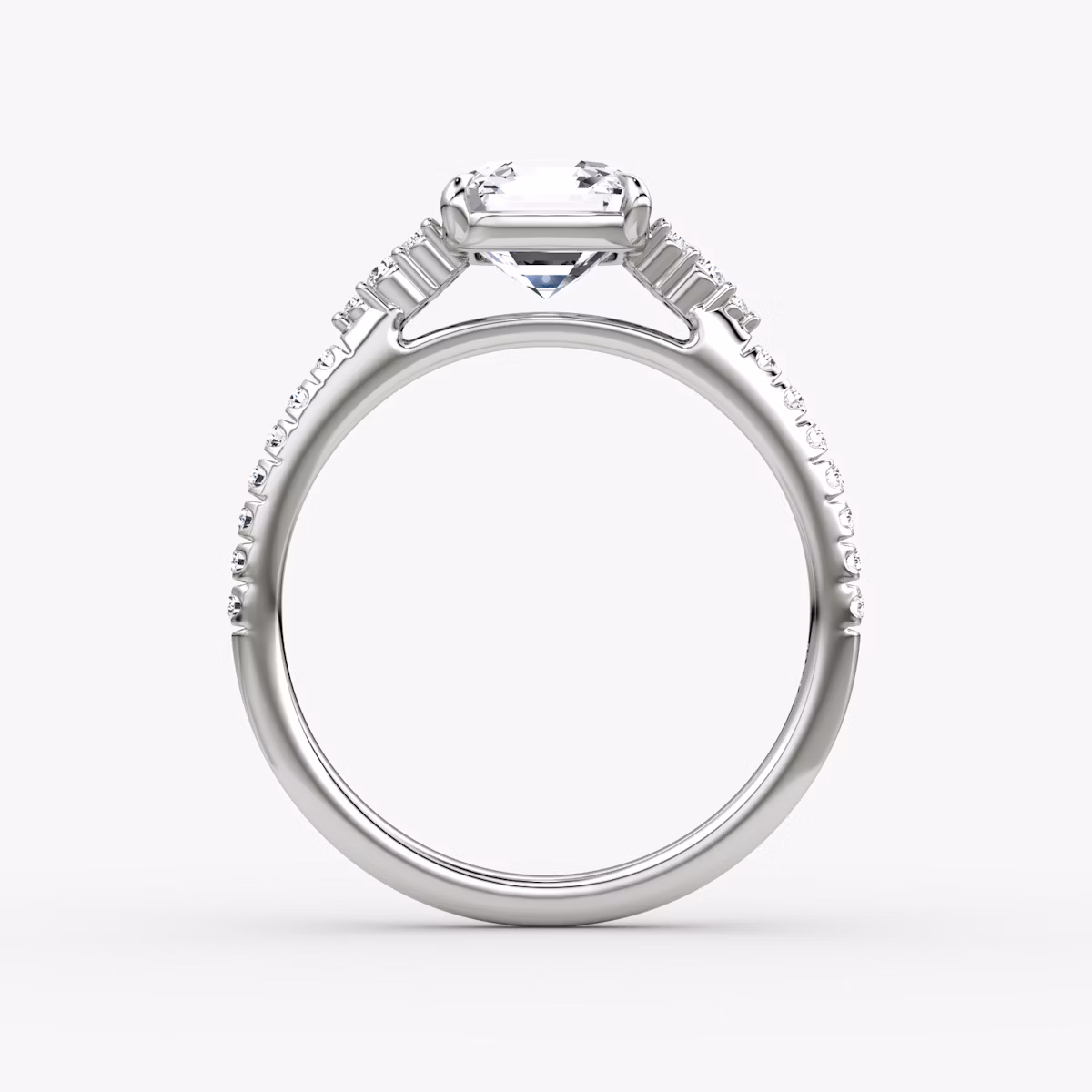 The Side Cluster Cathedral | Asscher | Platinum | bandAccent: Pavé | diamondOrientation: vertical | caratWeight: other