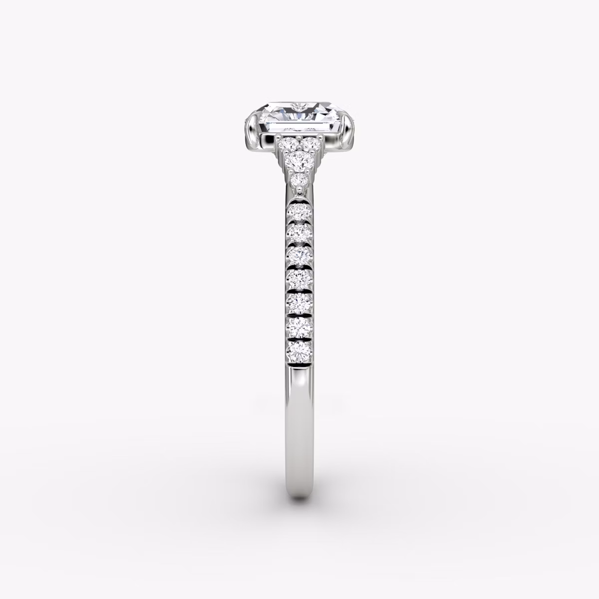 The Side Cluster Cathedral | Asscher | Platinum | bandAccent: Pavé | diamondOrientation: vertical | caratWeight: other