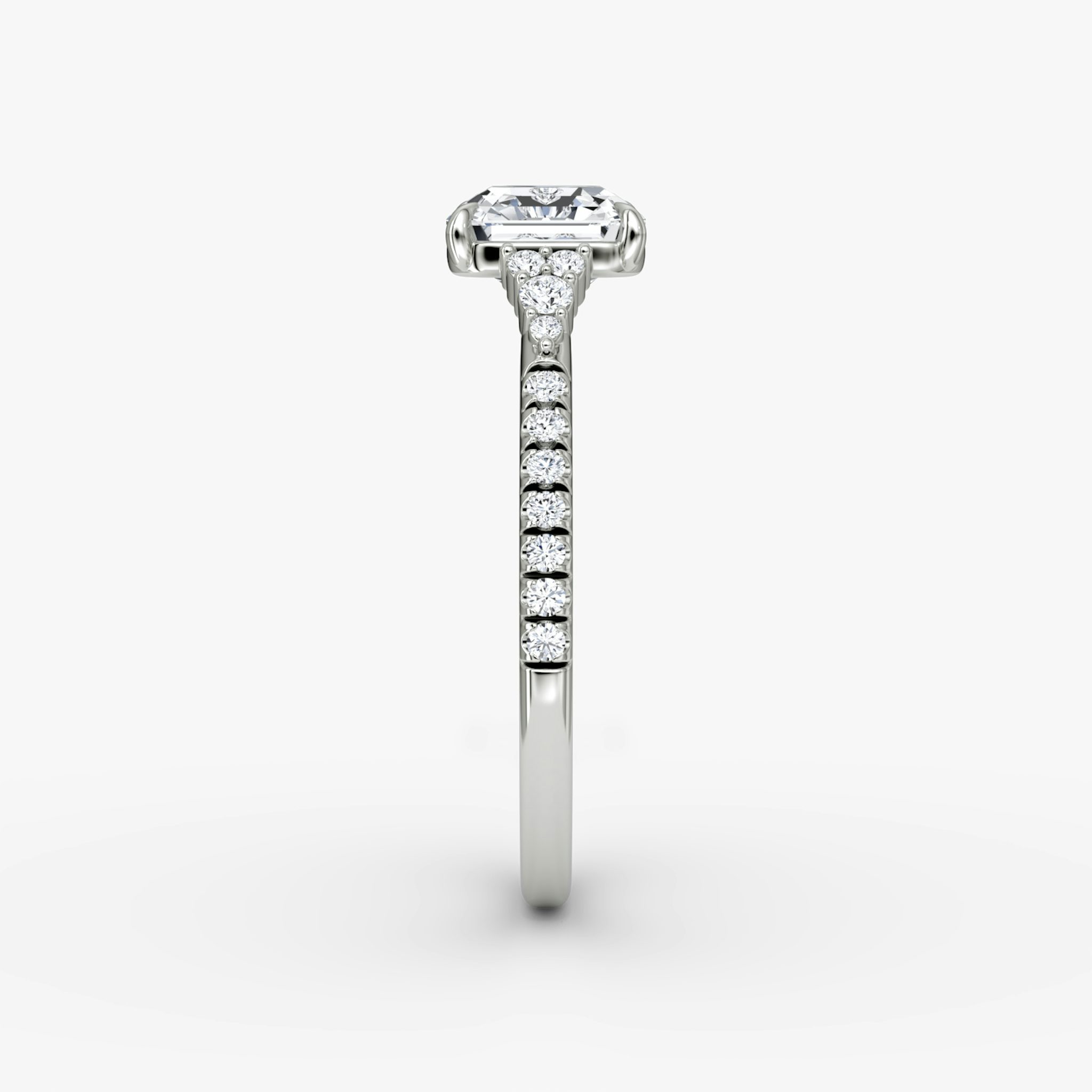 The Side Cluster Cathedral | Asscher | 18k | White Gold | bandAccent: Pavé | diamondOrientation: vertical | caratWeight: other
