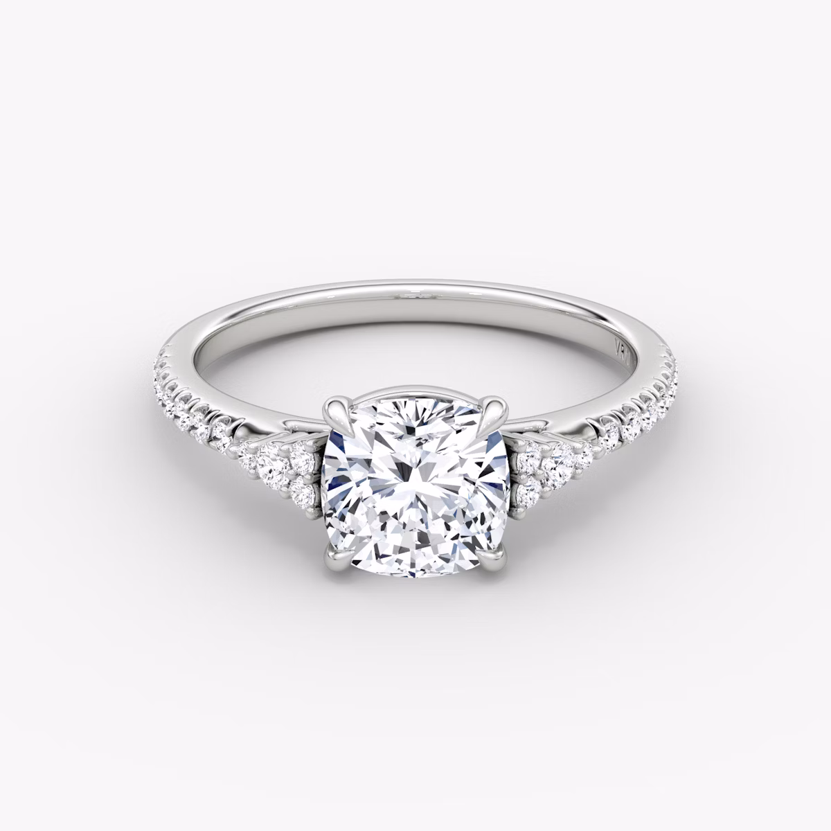 The Side Cluster Cathedral | Cushion | Platinum | bandAccent: Pavé | diamondOrientation: vertical | caratWeight: other