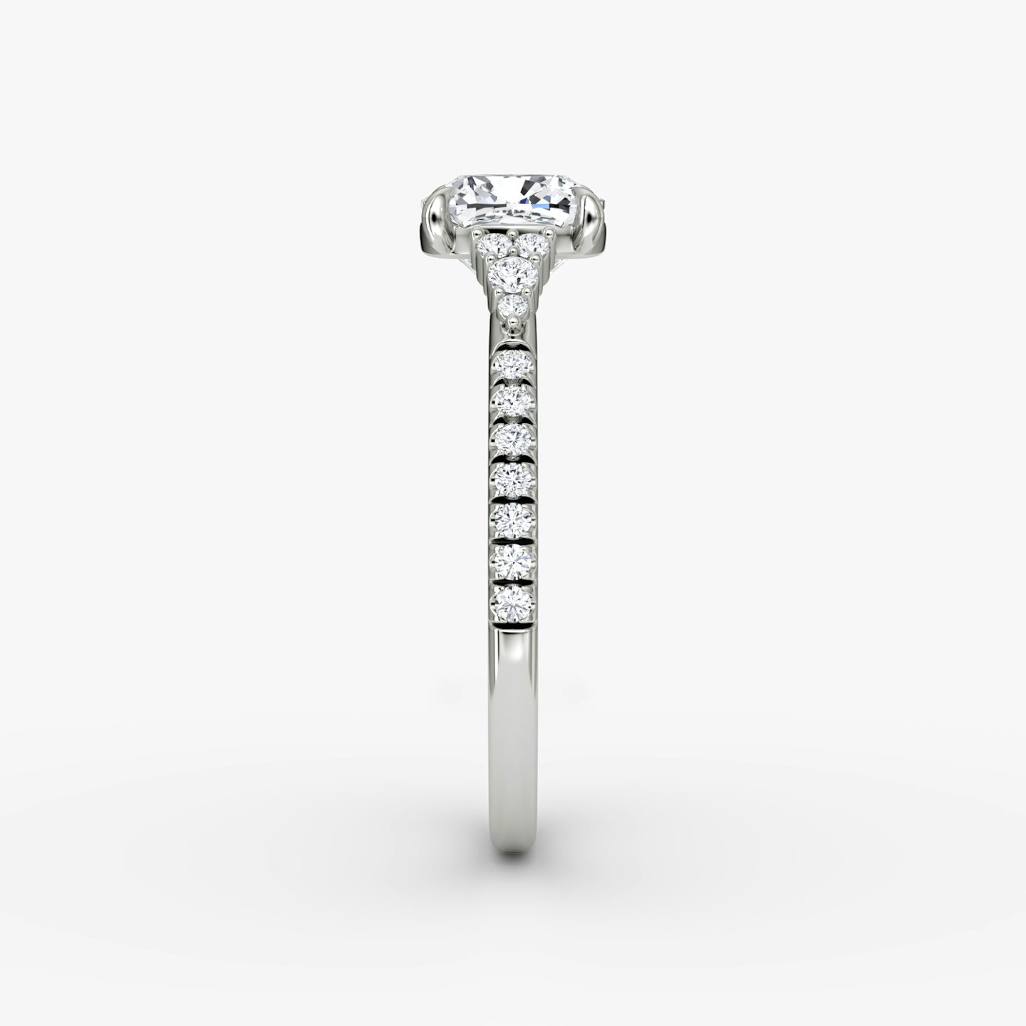 The Side Cluster Cathedral | Cushion | Platinum | bandAccent: Pavé | diamondOrientation: vertical | caratWeight: other