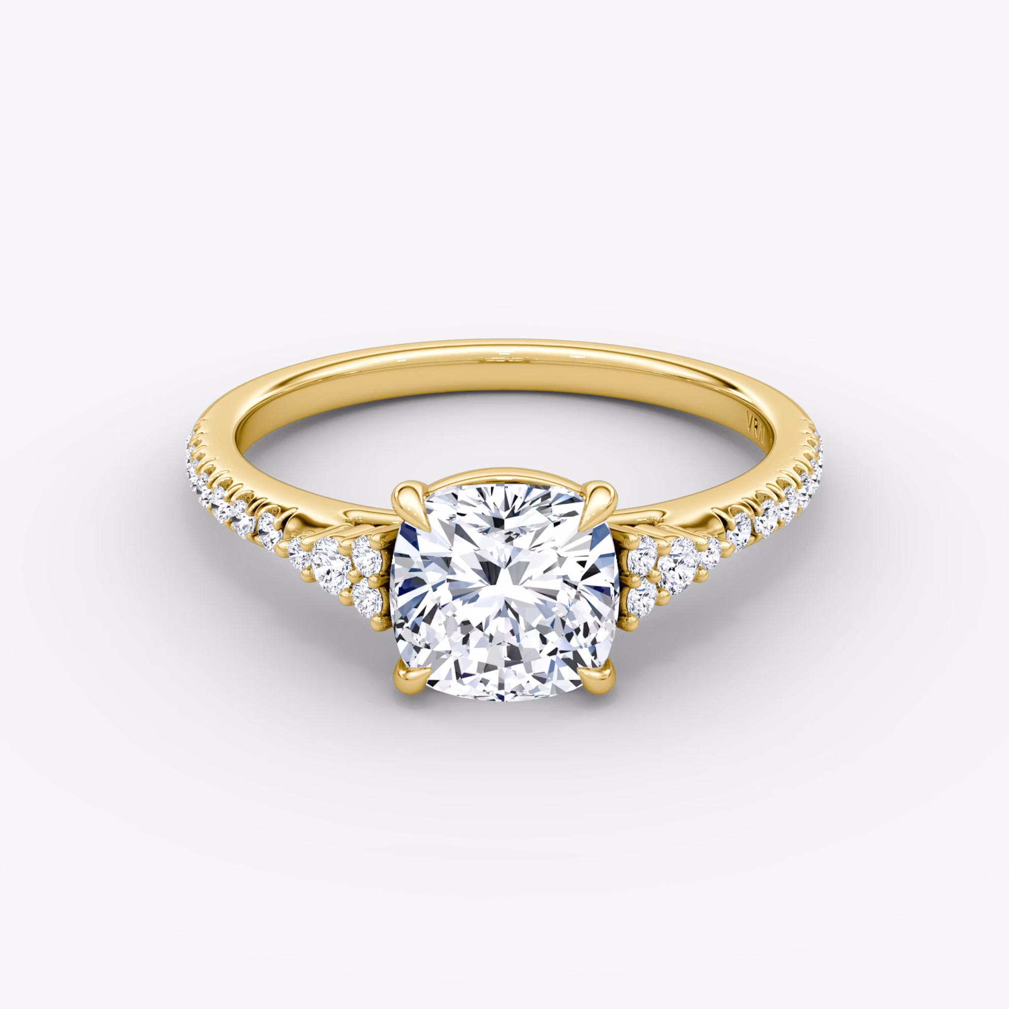 The Side Cluster Cathedral Cushion | Yellow Gold