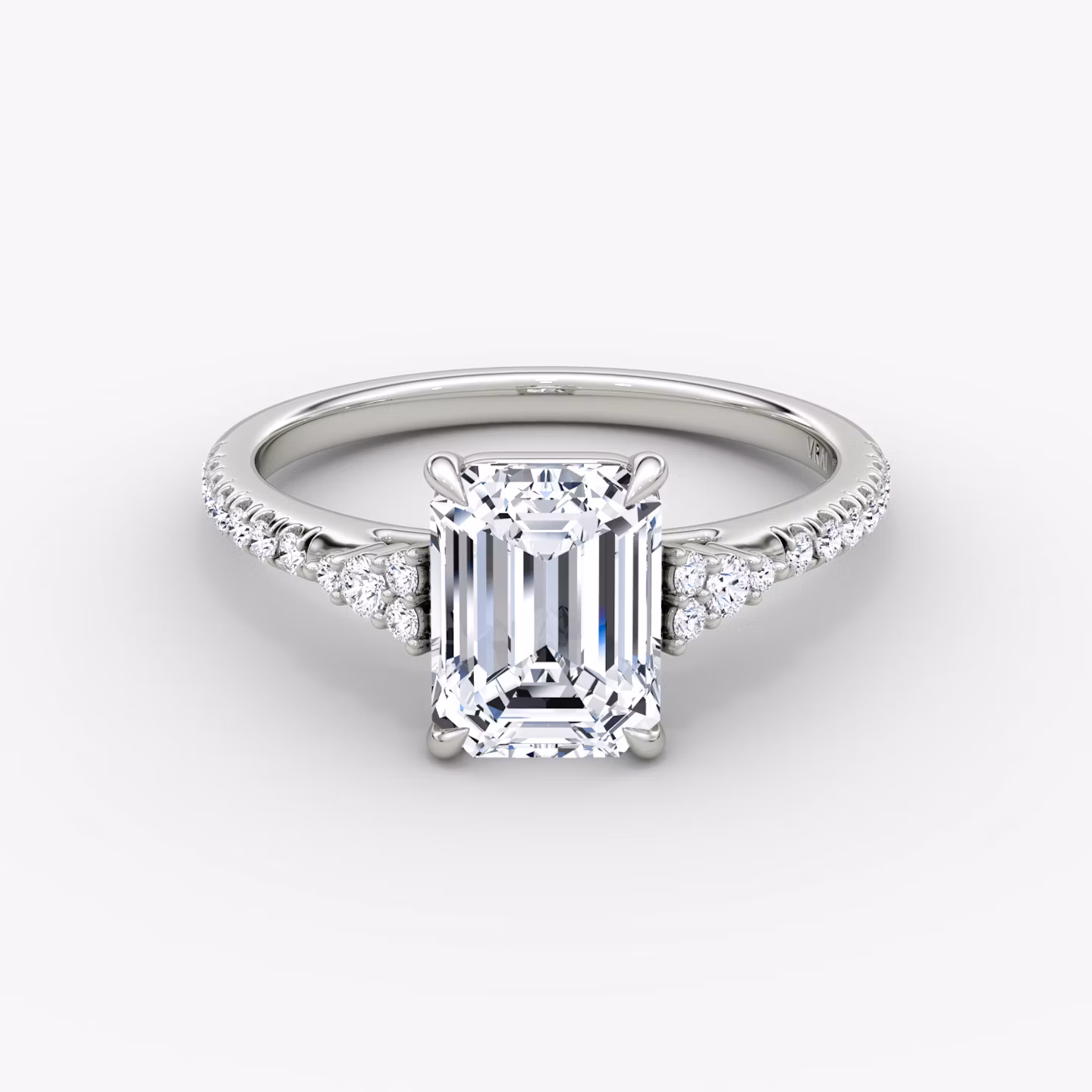 The Side Cluster Cathedral Emerald | White Gold
