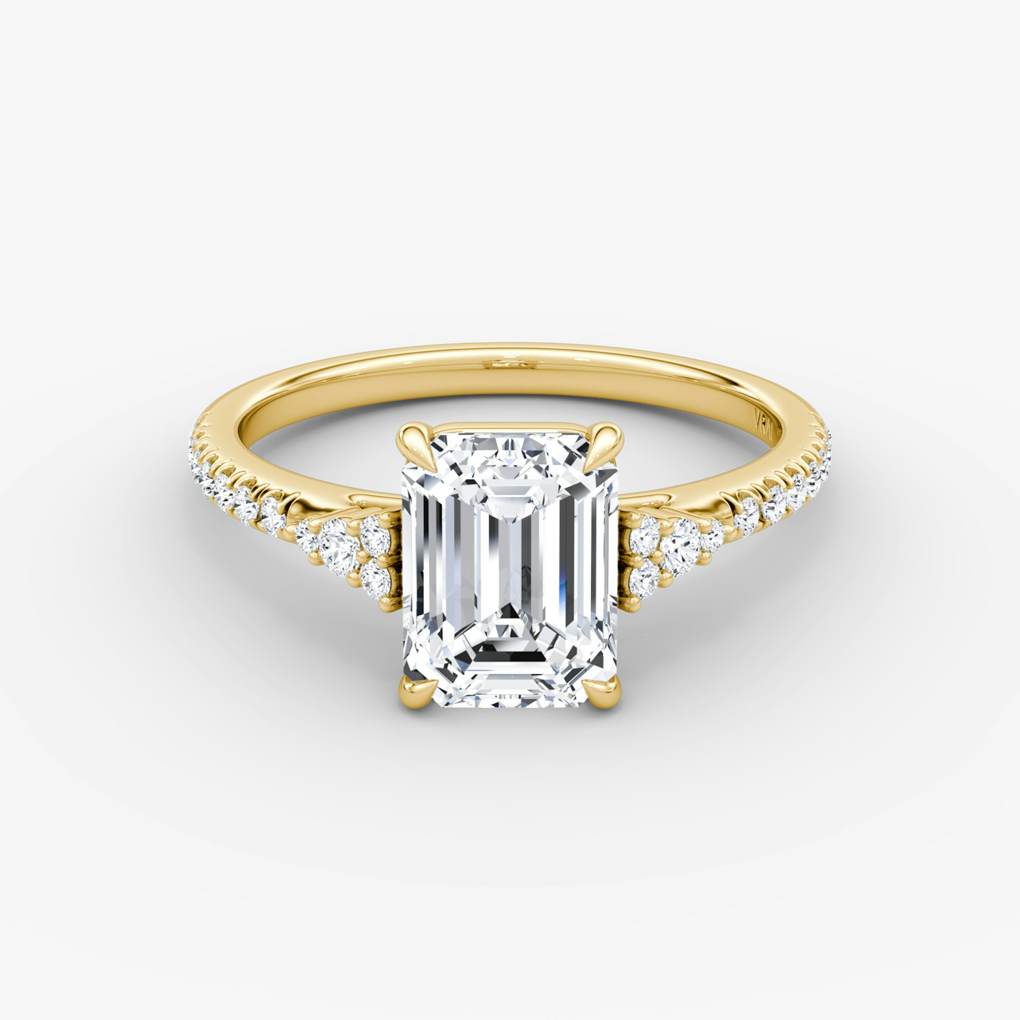 The Side Cluster Cathedral | Emerald | 18k | Yellow Gold | bandAccent: Pavé | diamondOrientation: vertical | caratWeight: other