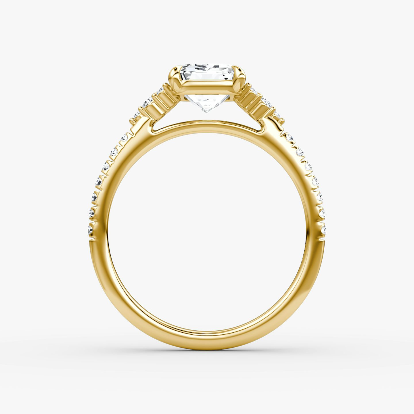 The Side Cluster Cathedral | Emerald | 18k | Yellow Gold | bandAccent: Pavé | diamondOrientation: vertical | caratWeight: other