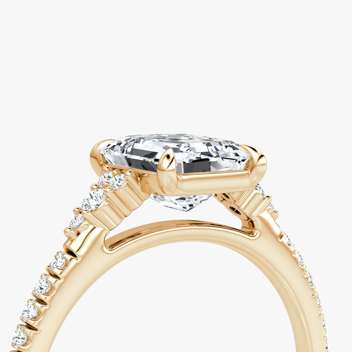 The Side Cluster Cathedral | Emerald | 14k | Rose Gold | bandAccent: Pavé | diamondOrientation: vertical | caratWeight: other