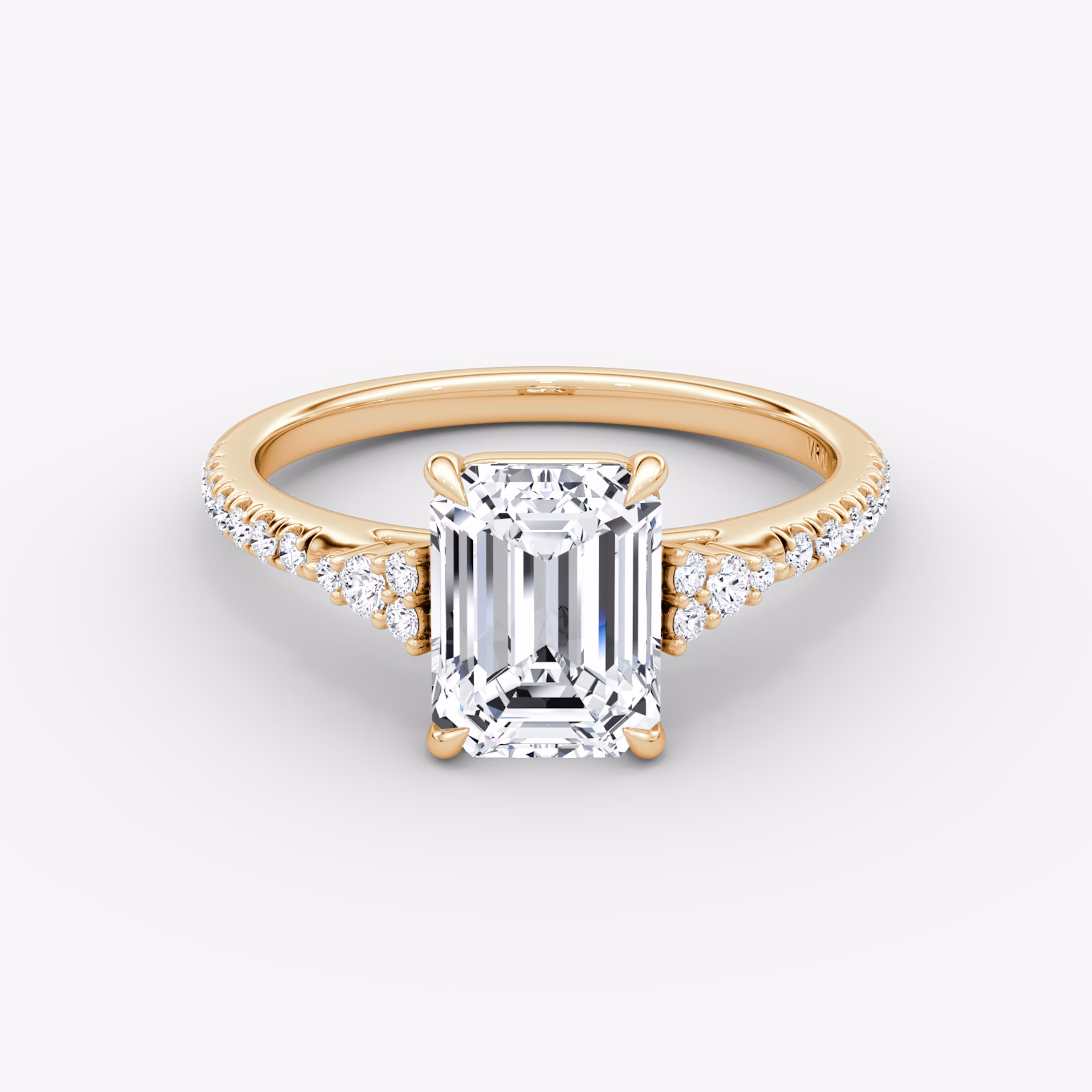 The Side Cluster Cathedral | Emerald | 14k | Rose Gold | bandAccent: Pavé | diamondOrientation: vertical | caratWeight: other