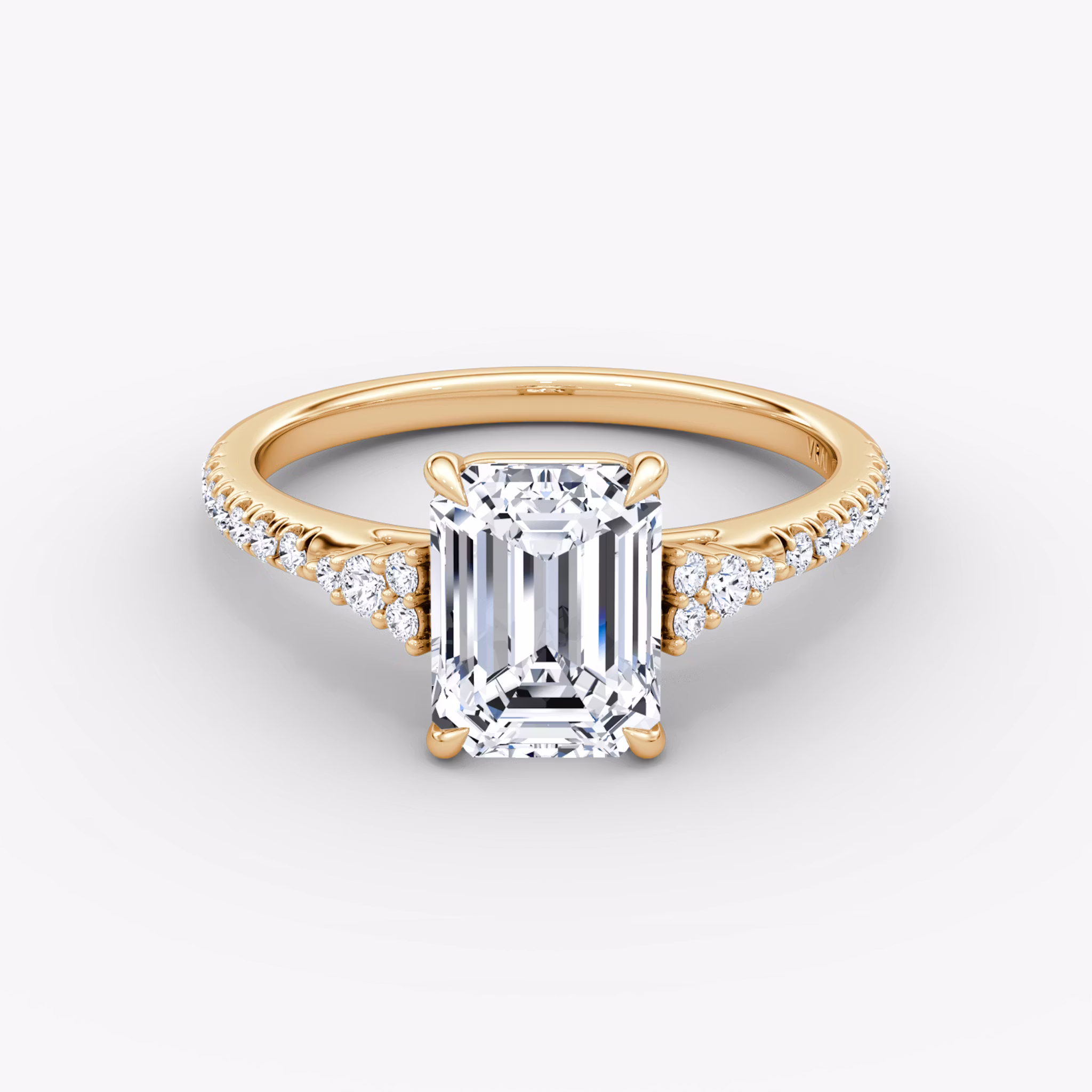 Side Cluster Cathedral Emerald | Rose Gold