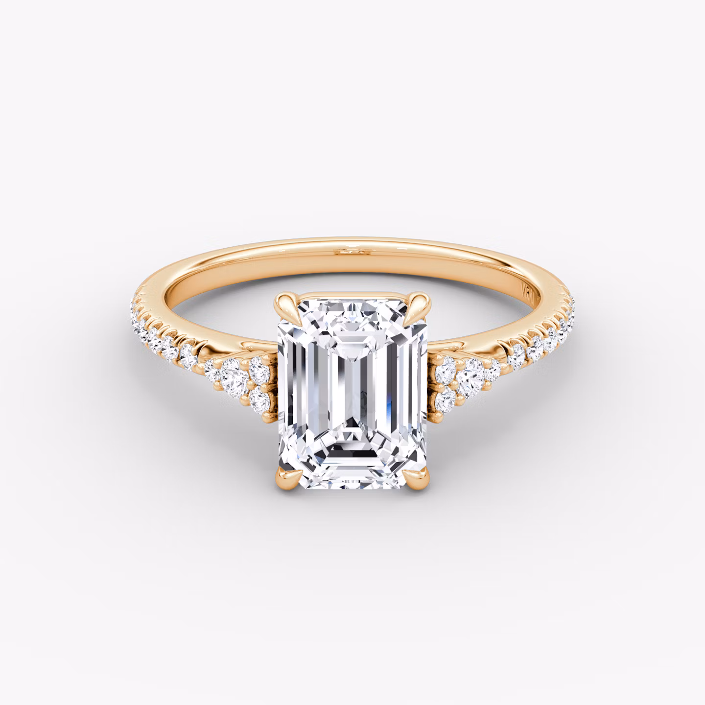 The Side Cluster Cathedral | Emerald | 14k | Rose Gold | bandAccent: Pavé | diamondOrientation: vertical | caratWeight: other