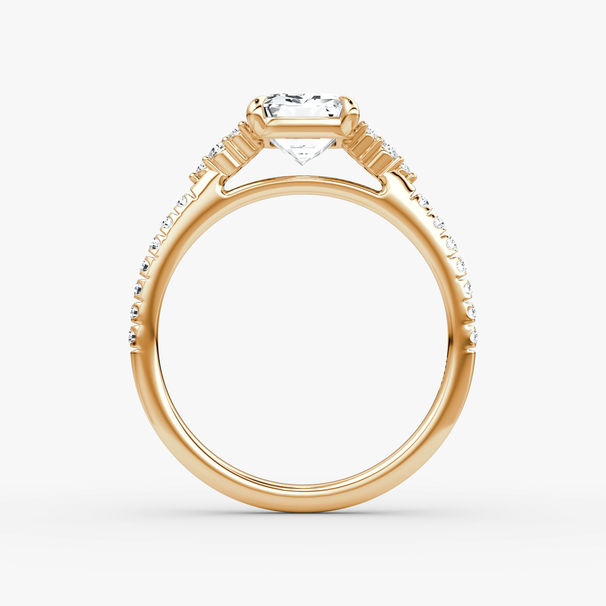 The Side Cluster Cathedral | Emerald | 14k | Rose Gold | bandAccent: Pavé | diamondOrientation: vertical | caratWeight: other