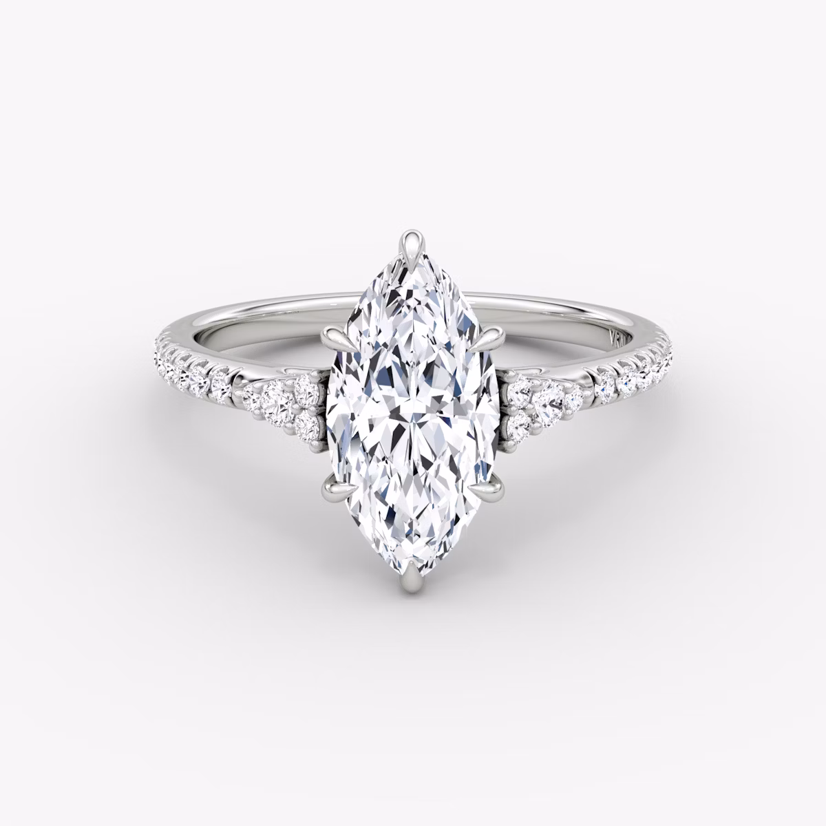 The Side Cluster Cathedral | Marquise | 18k | White Gold | bandAccent: Pavé | diamondOrientation: vertical | caratWeight: other