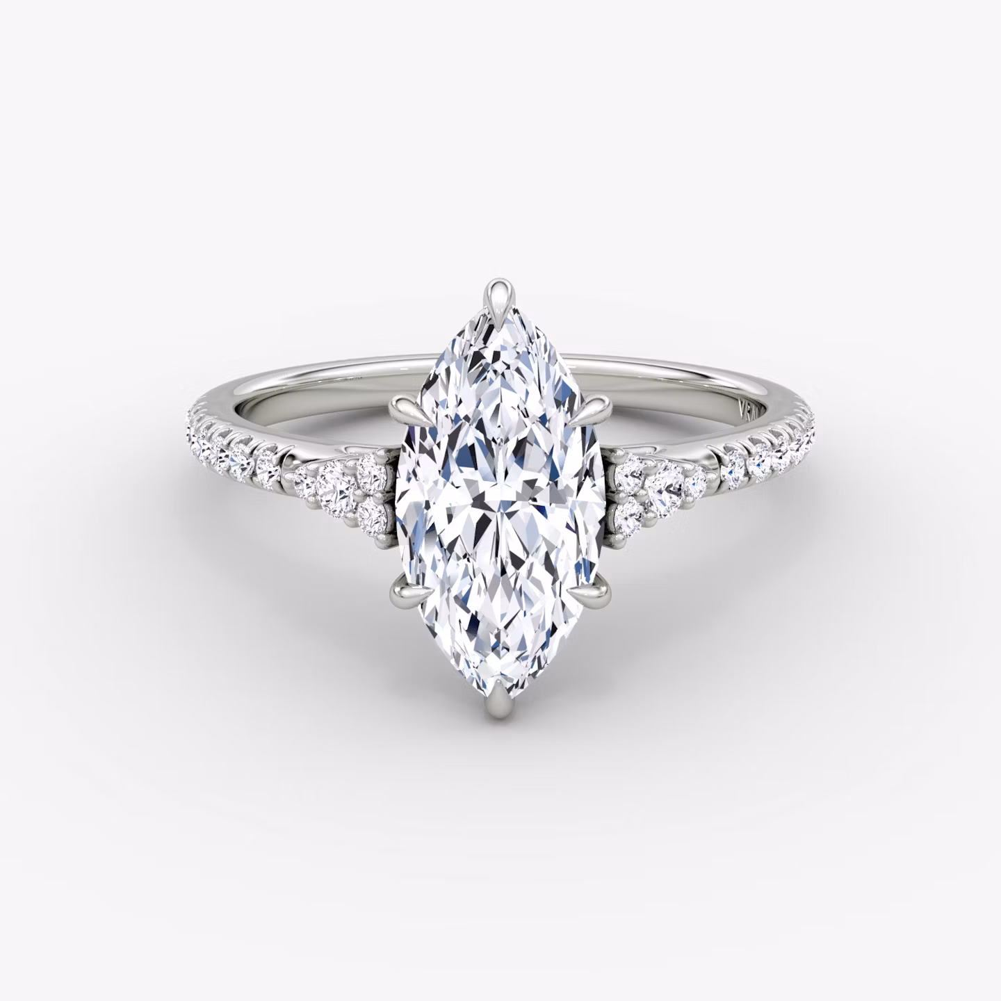 The Side Cluster Cathedral Marquise | White Gold
