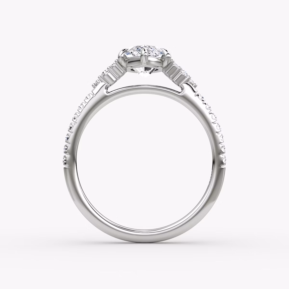 The Side Cluster Cathedral | Marquise | 18k | White Gold | bandAccent: Pavé | diamondOrientation: vertical | caratWeight: other