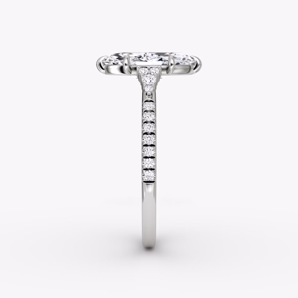 The Side Cluster Cathedral | Marquise | 18k | White Gold | bandAccent: Pavé | diamondOrientation: vertical | caratWeight: other