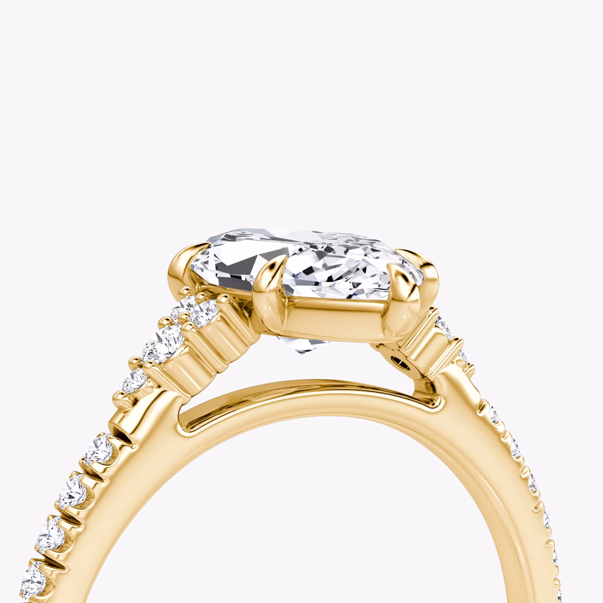 The Side Cluster Cathedral | Marquise | 18k | Yellow Gold | bandAccent: Pavé | diamondOrientation: vertical | caratWeight: other