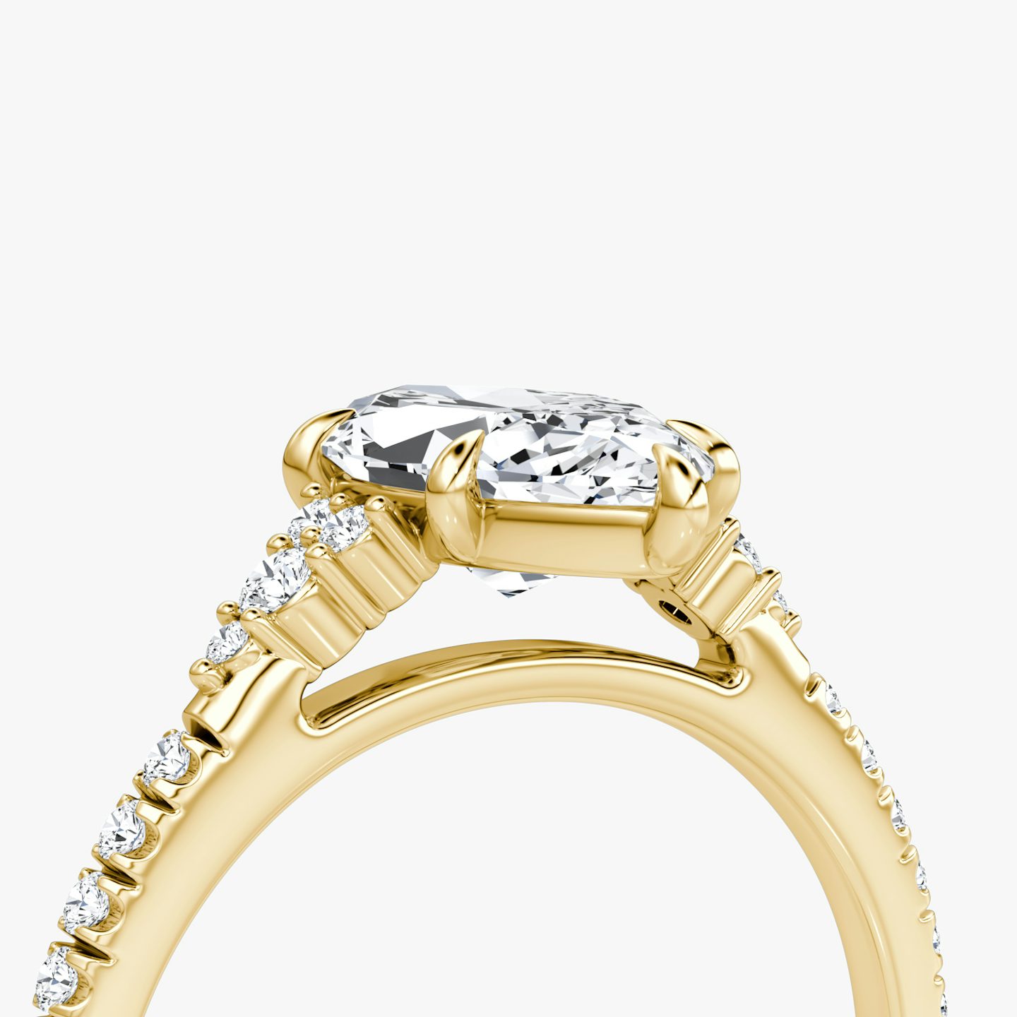 The Side Cluster Cathedral | Marquise | 18k | Yellow Gold | bandAccent: Pavé | diamondOrientation: vertical | caratWeight: other